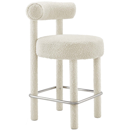 Toulouse Boucle Fabric Counter Stool by Modway EEI-6383-IVO-SLV