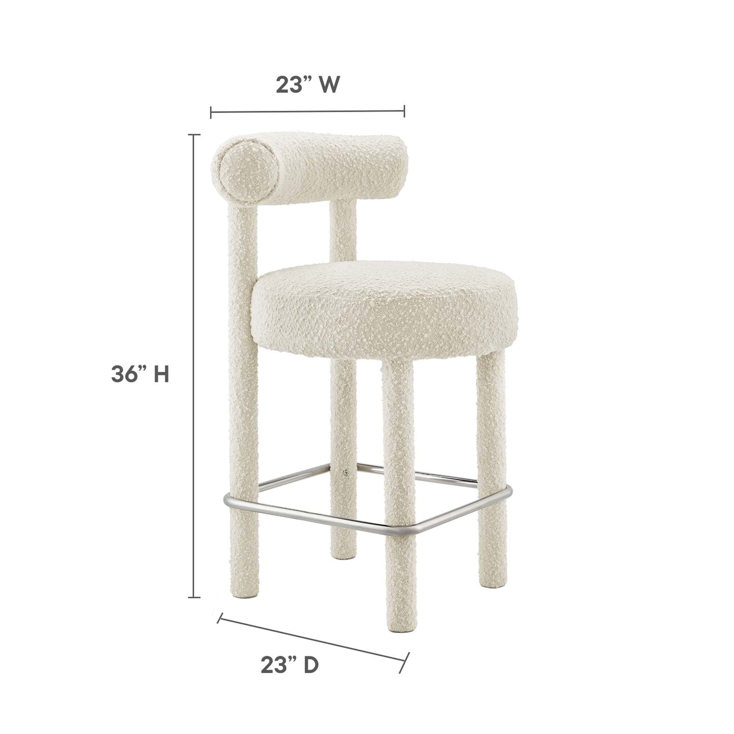 Toulouse Boucle Fabric Counter Stool by Modway EEI-6383-IVO-SLV