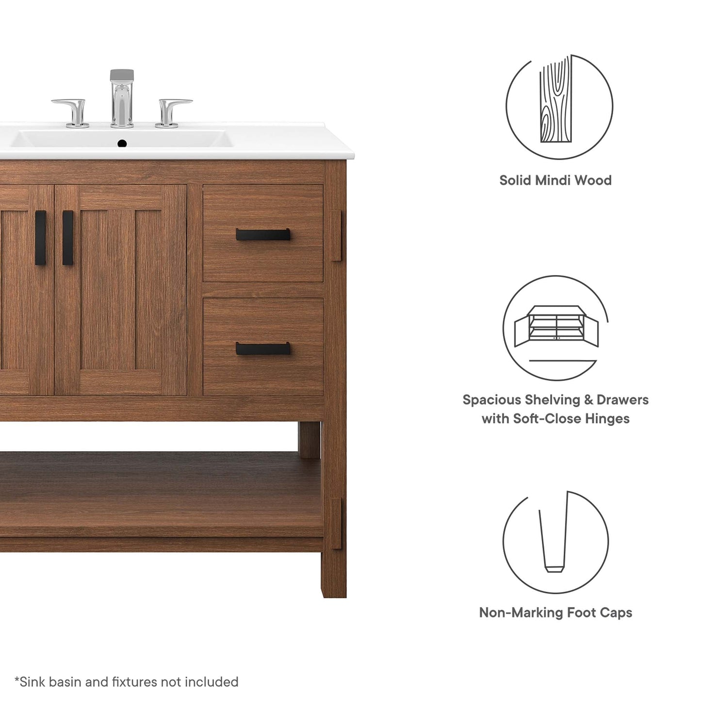 Ashlyn 36” Wood Bathroom Vanity Cabinet (Sink Basin Not Included) by Modway EEI-6404-WAL