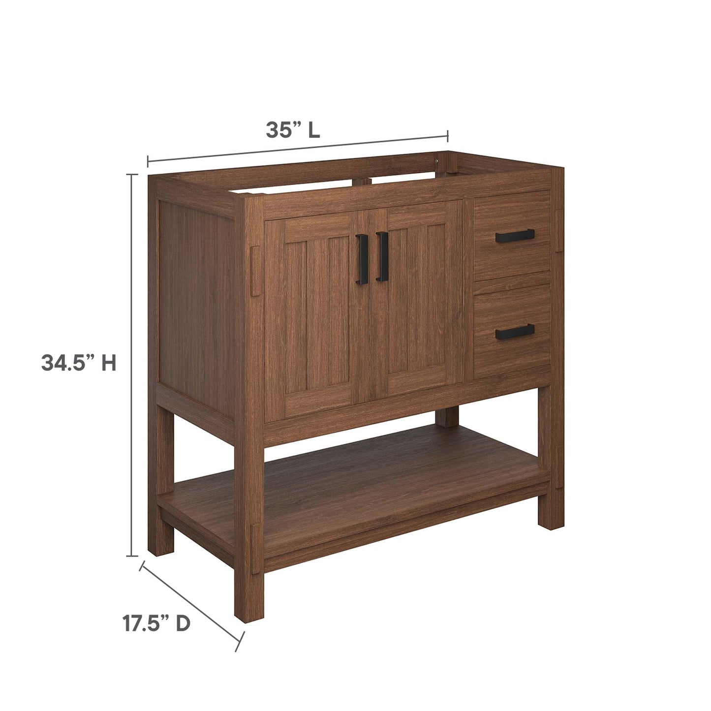 Ashlyn 36” Wood Bathroom Vanity Cabinet (Sink Basin Not Included) by Modway EEI-6404-WAL