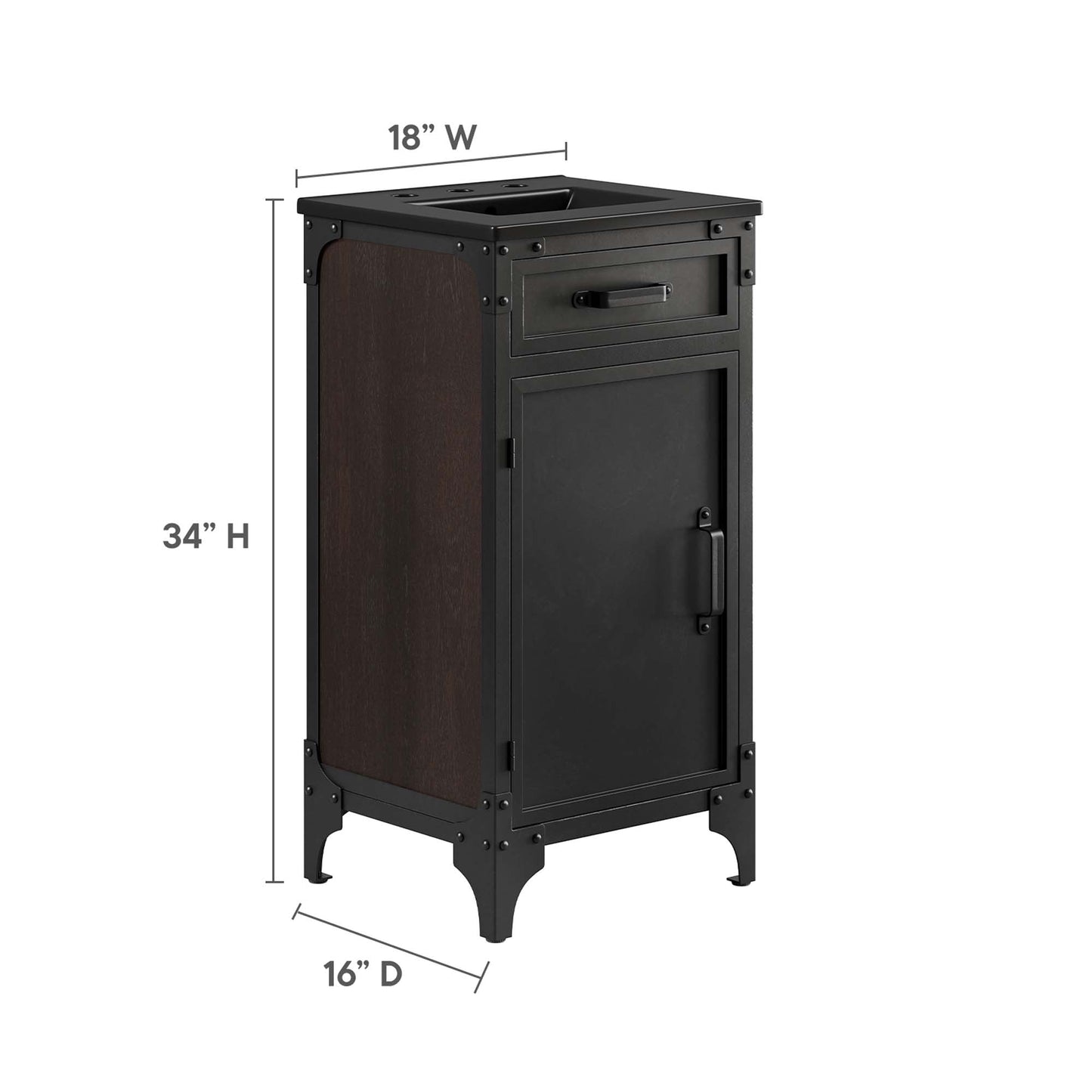 Steamforge 18" Bathroom Vanity by Modway EEI-6412-BLK-BLK