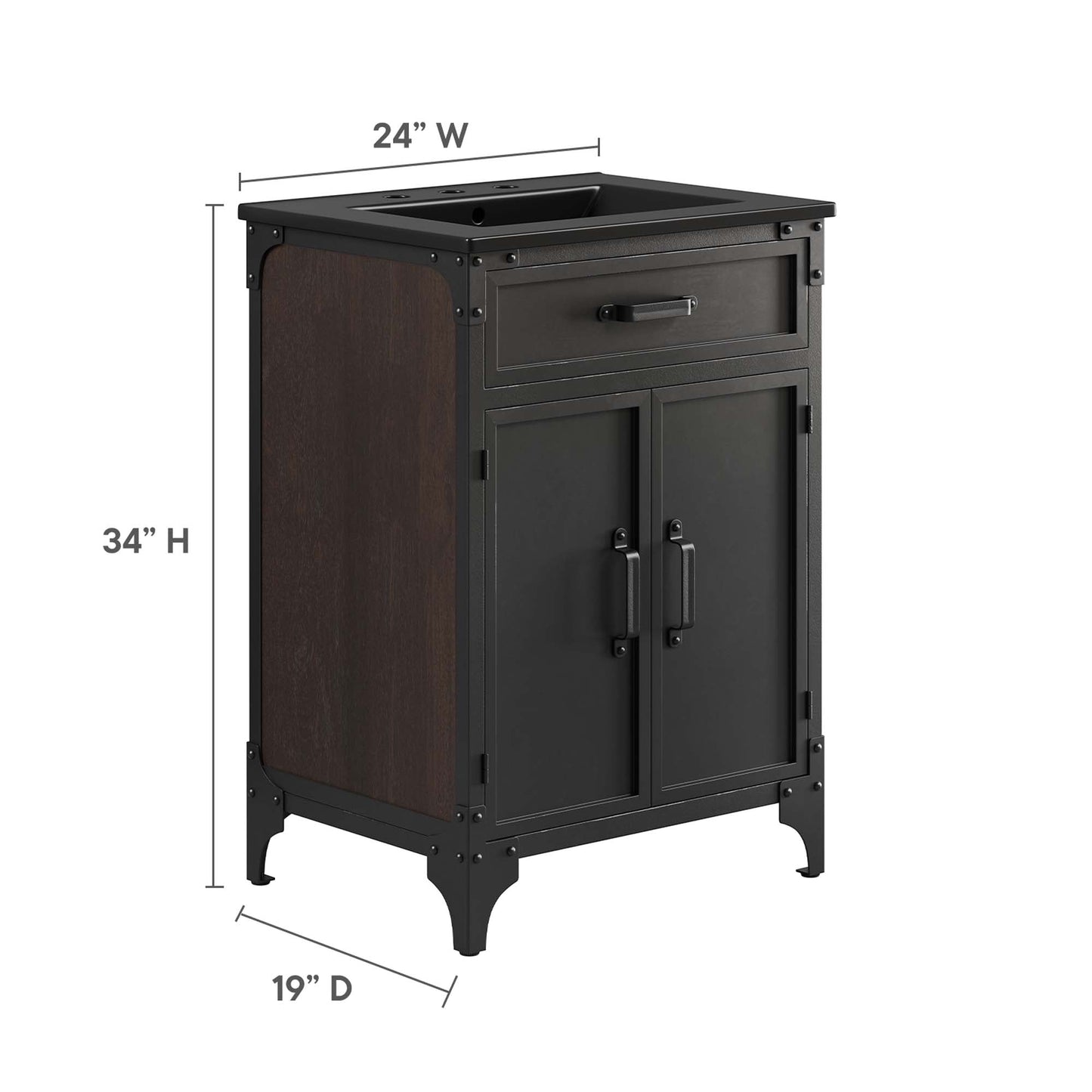Steamforge 24" Bathroom Vanity by Modway EEI-6414-BLK-BLK