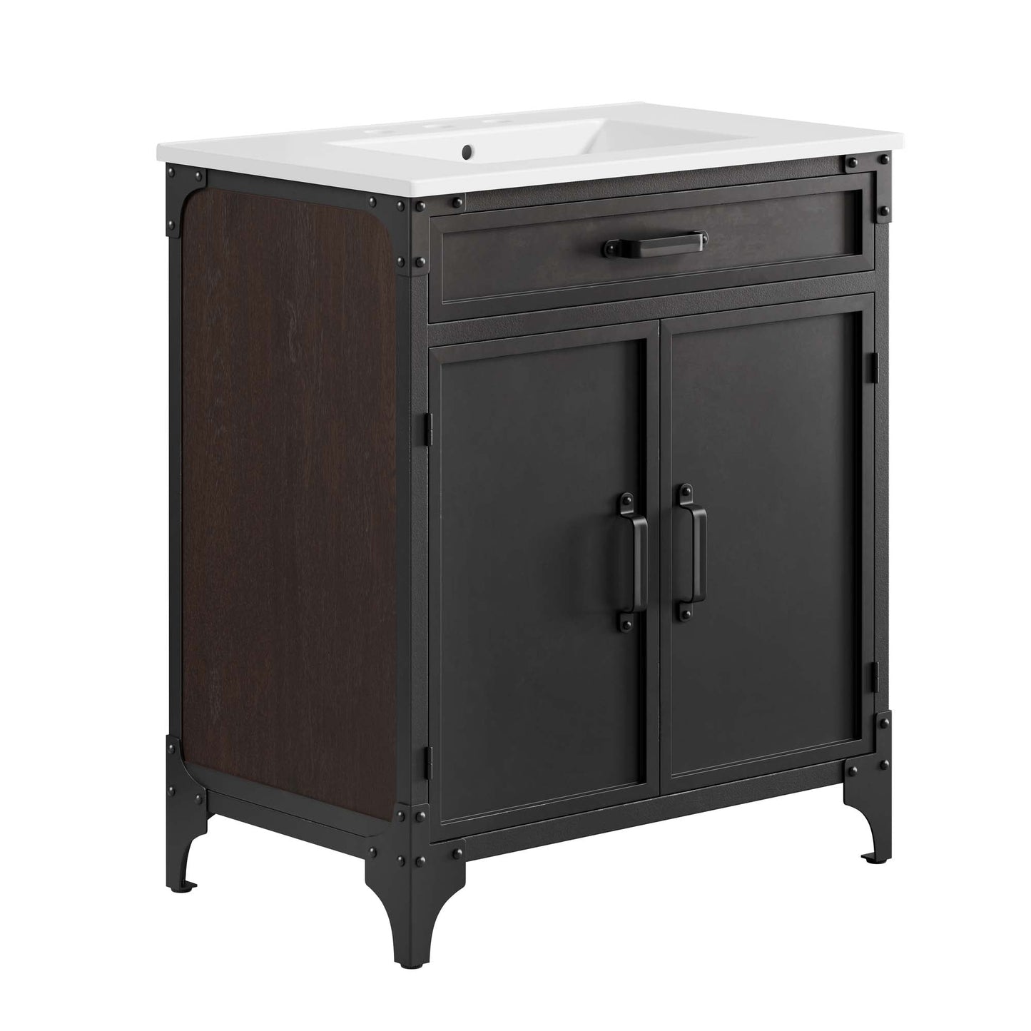 Steamforge 30" Bathroom Vanity by Modway EEI-6415-WHI-BLK