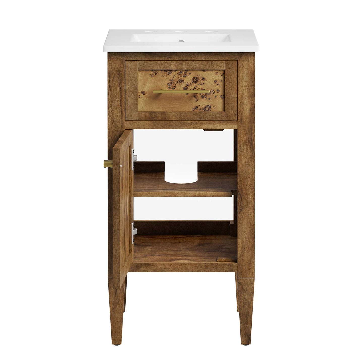 Elysian 18" Wood Bathroom Vanity by Modway EEI-6436-WHI-BRN