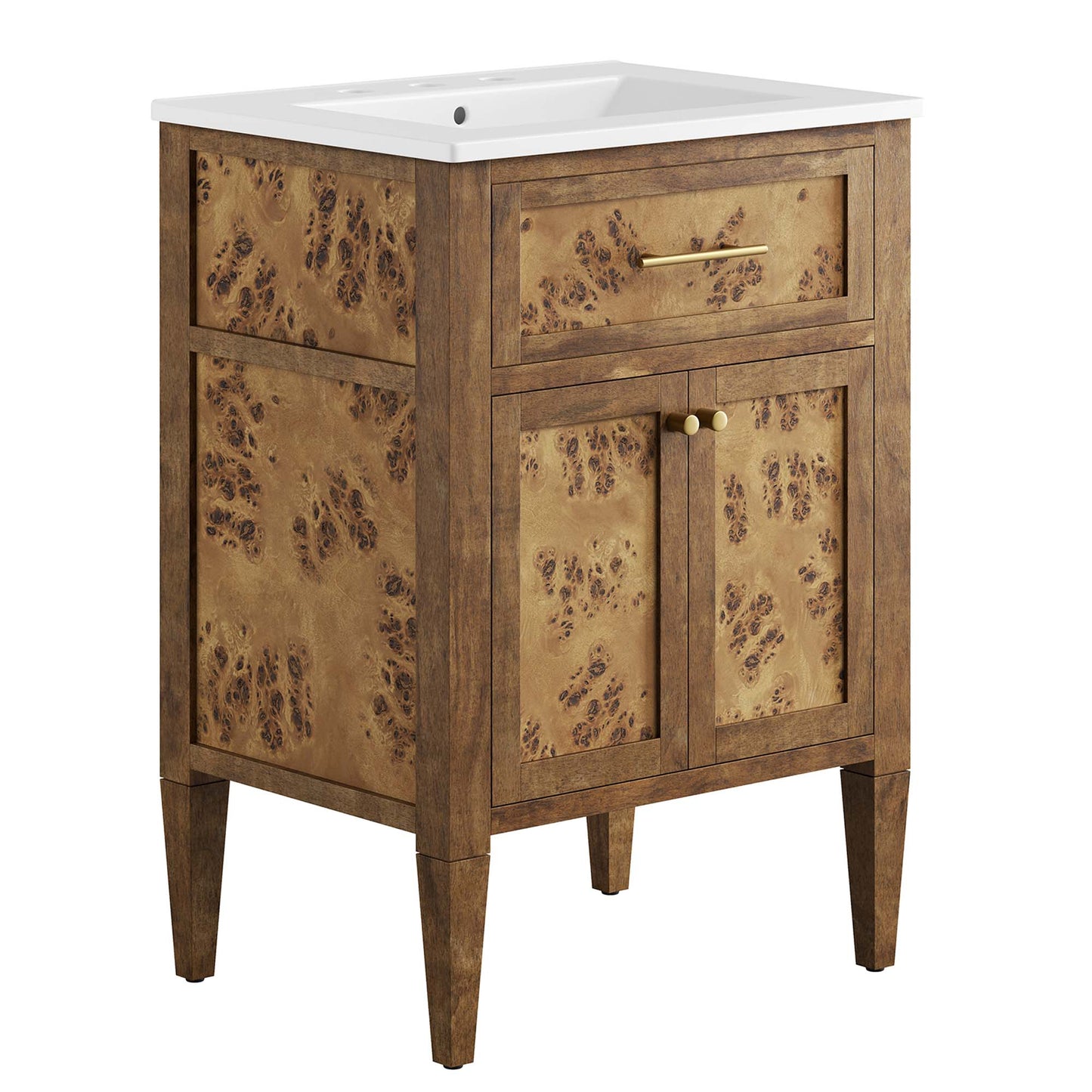 Elysian 24" Wood Bathroom Vanity by Modway EEI-6440-WHI-BRN