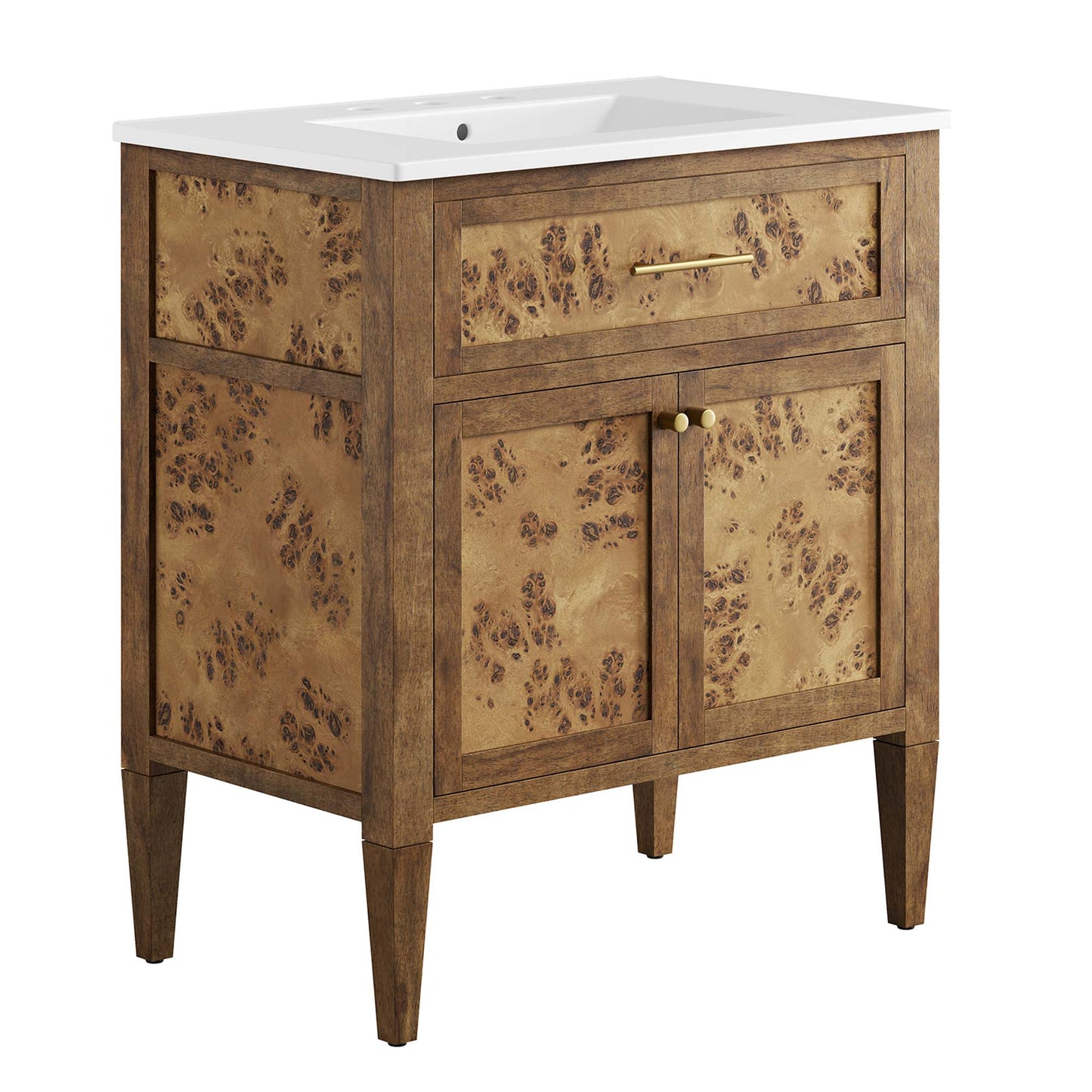 Elysian 30" Wood Bathroom Vanity by Modway EEI-6444-WHI-BRN