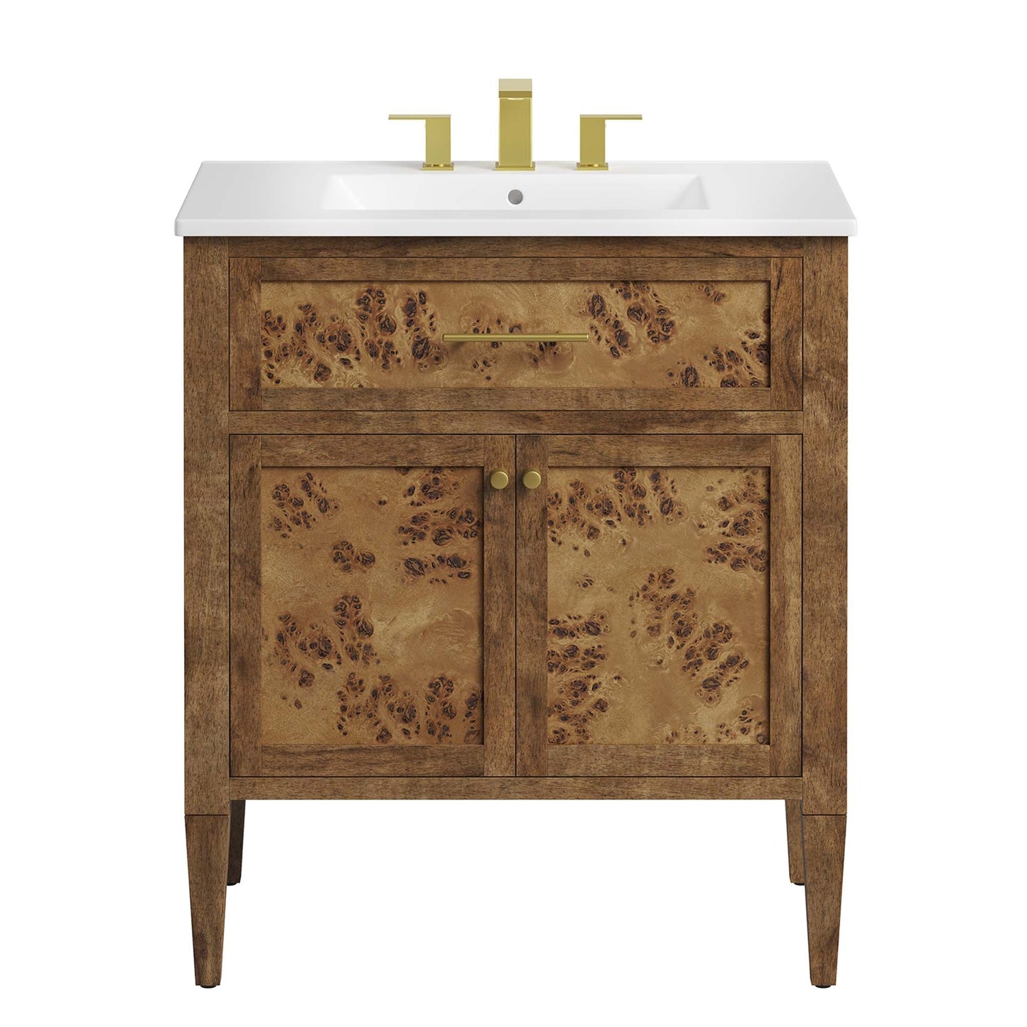 Elysian 30" Wood Bathroom Vanity by Modway EEI-6444-WHI-BRN