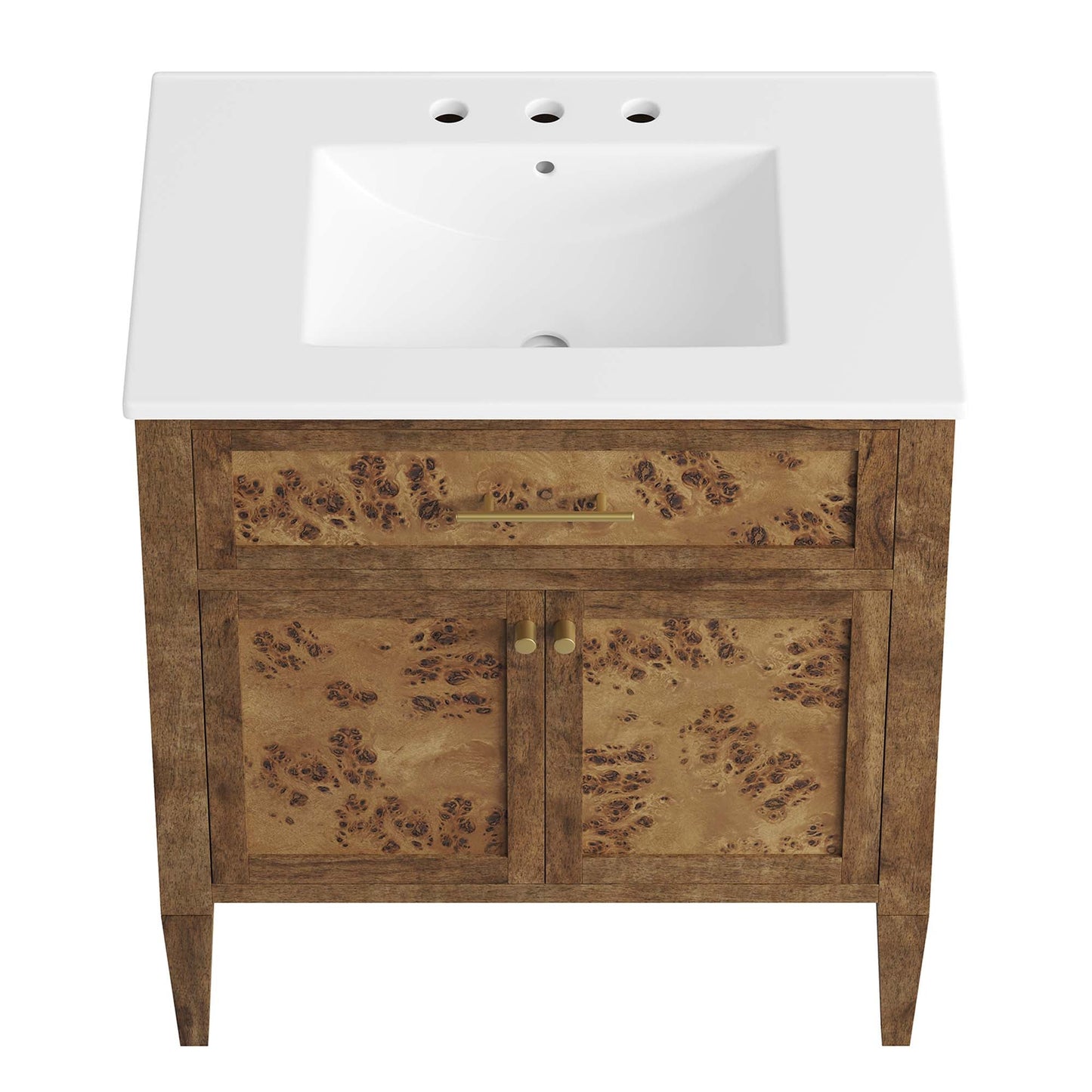 Elysian 30" Wood Bathroom Vanity by Modway EEI-6444-WHI-BRN