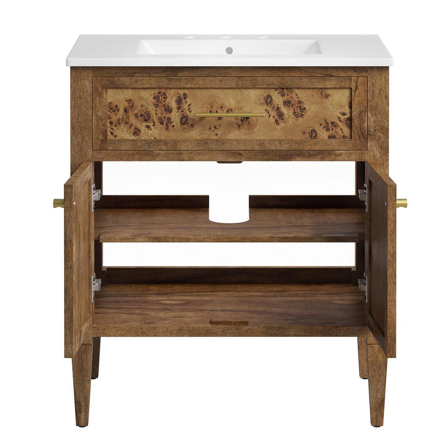 Elysian 30" Wood Bathroom Vanity by Modway EEI-6444-WHI-BRN