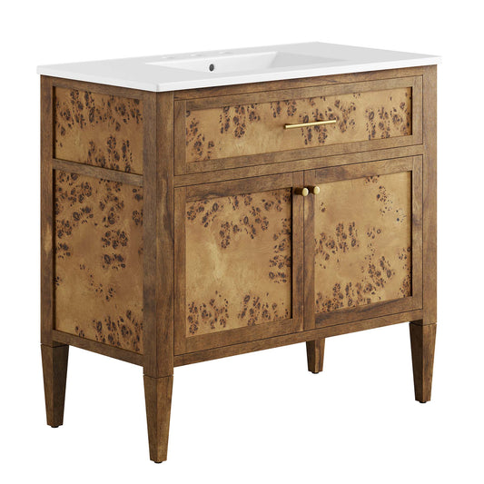 Elysian 36" Wood Bathroom Vanity by Modway EEI-6448-WHI-BRN