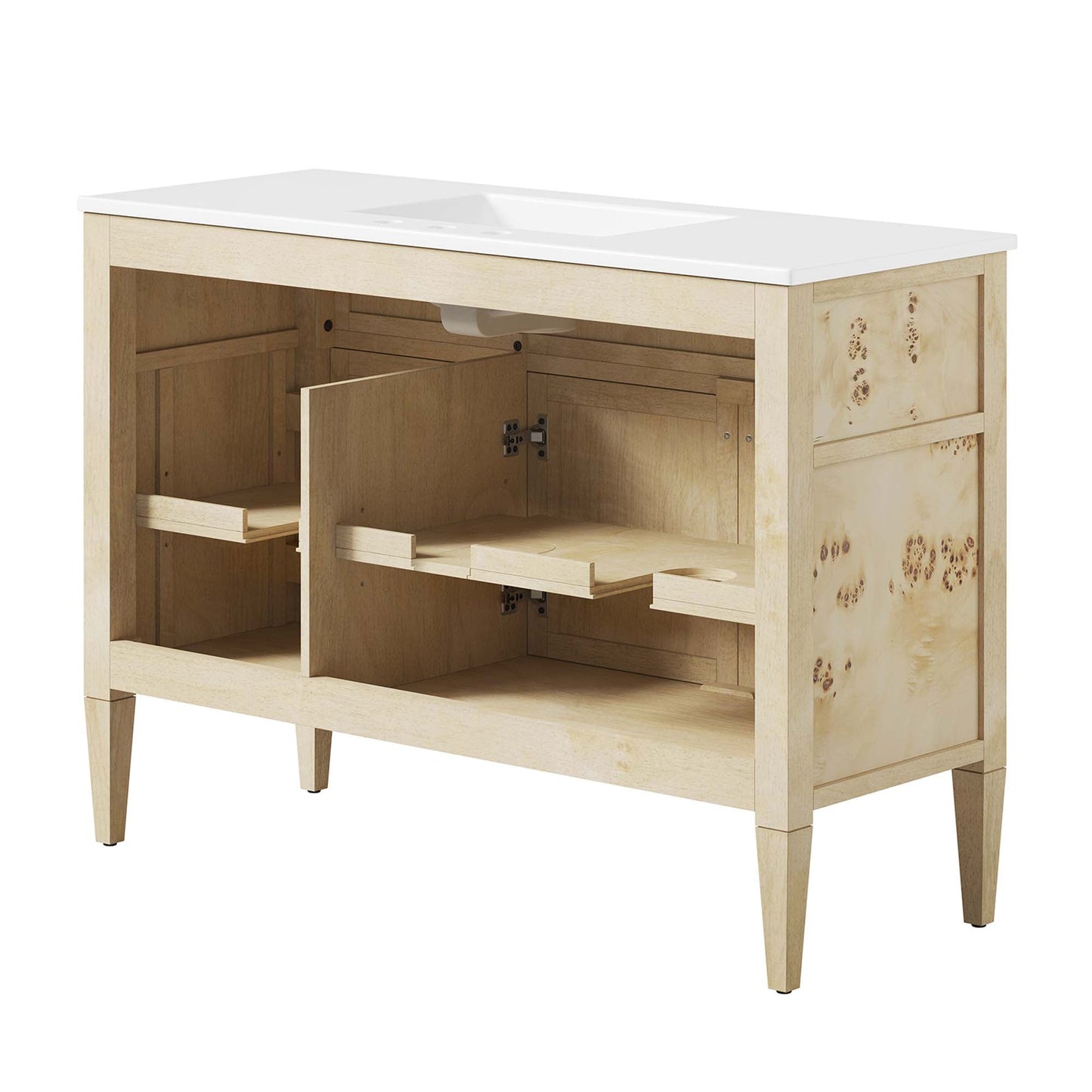 Elysian 48" Wood Single Sink Bathroom Vanity by Modway EEI-6451-WHI-BUR