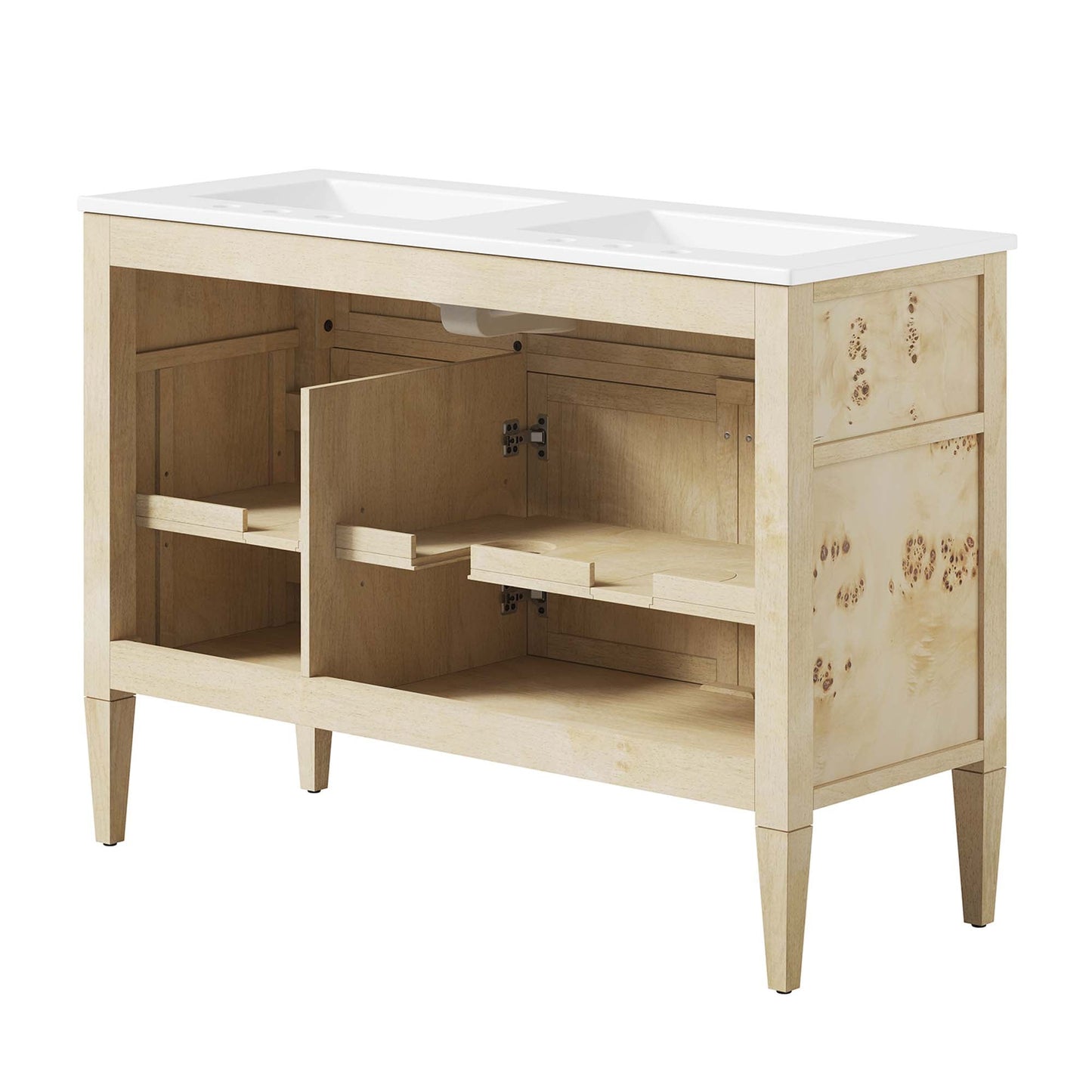 Elysian 48" Double Sink Bathroom Vanity by Modway EEI-6454-WHI-BUR