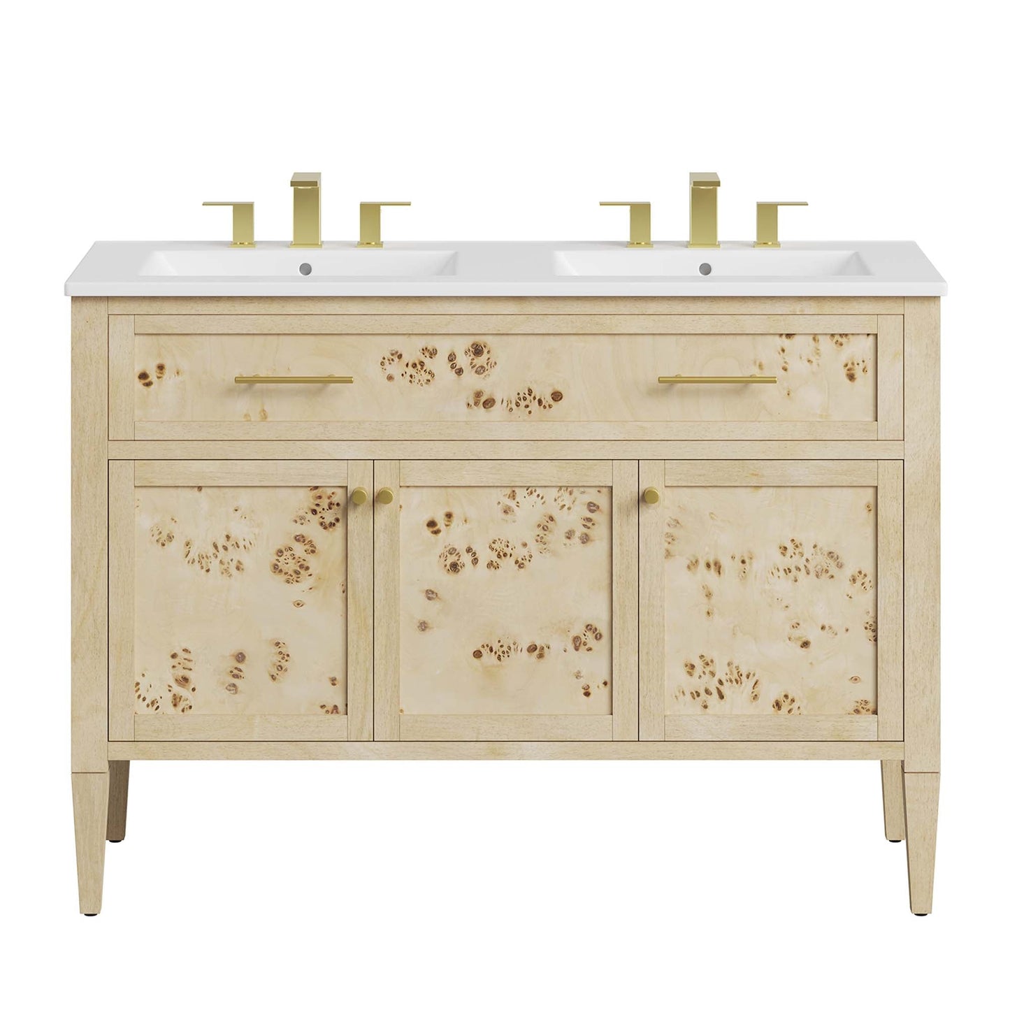 Elysian 48" Double Sink Bathroom Vanity by Modway EEI-6454-WHI-BUR