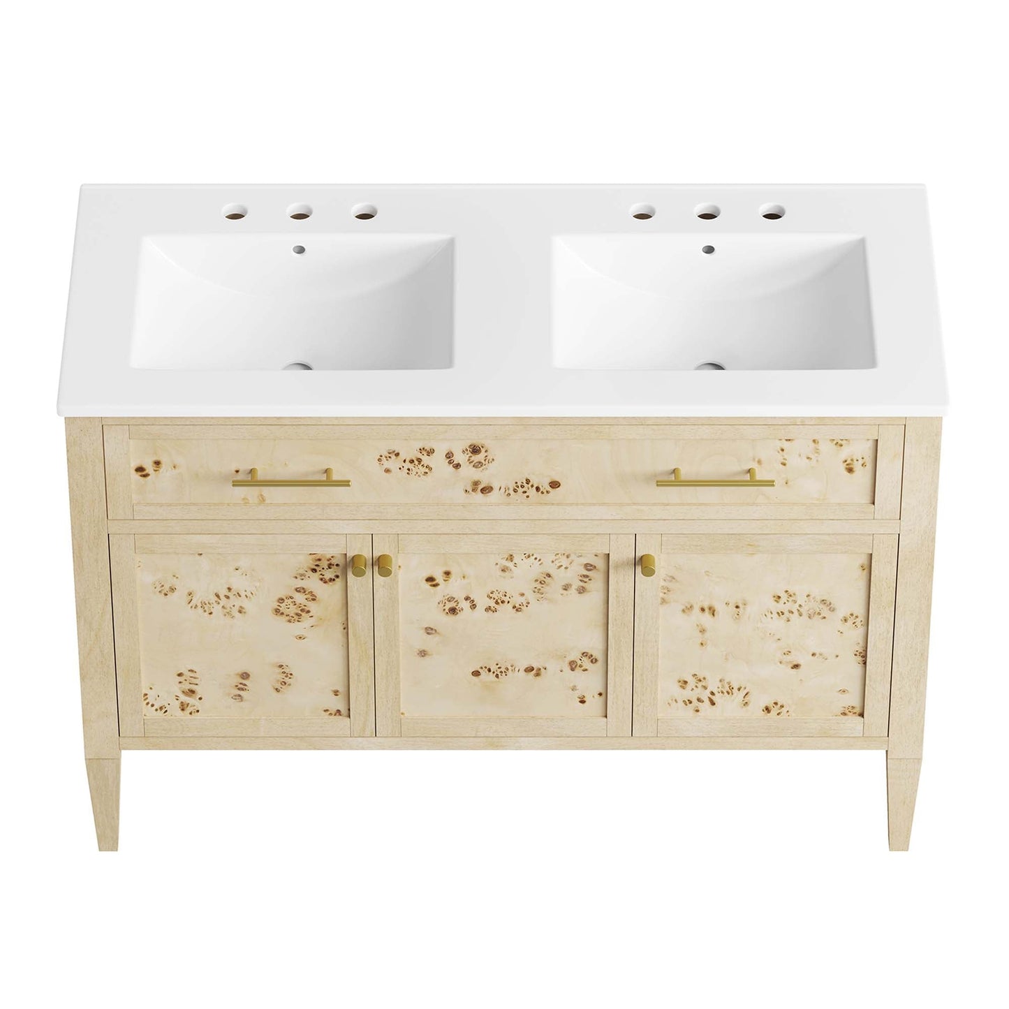 Elysian 48" Double Sink Bathroom Vanity by Modway EEI-6454-WHI-BUR