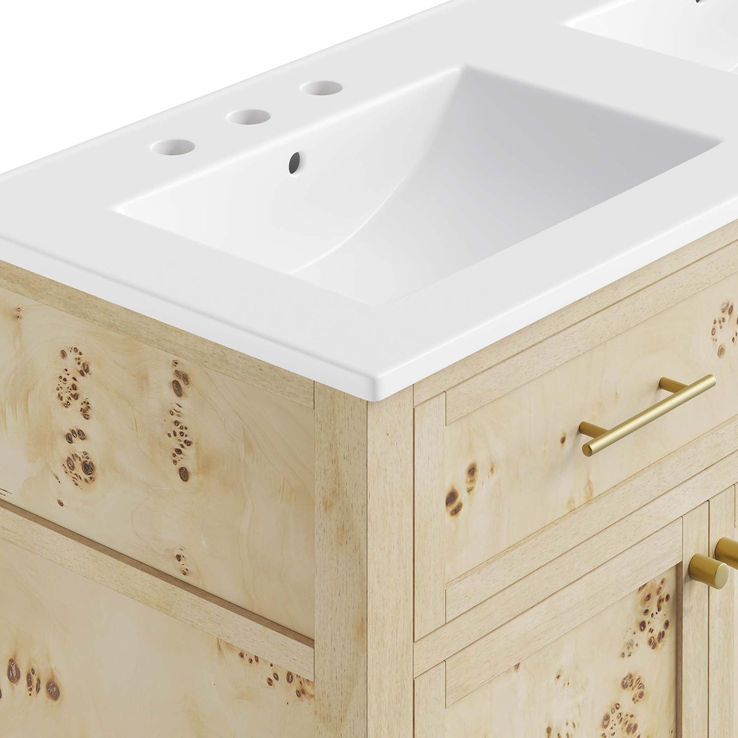 Elysian 48" Double Sink Bathroom Vanity by Modway EEI-6454-WHI-BUR