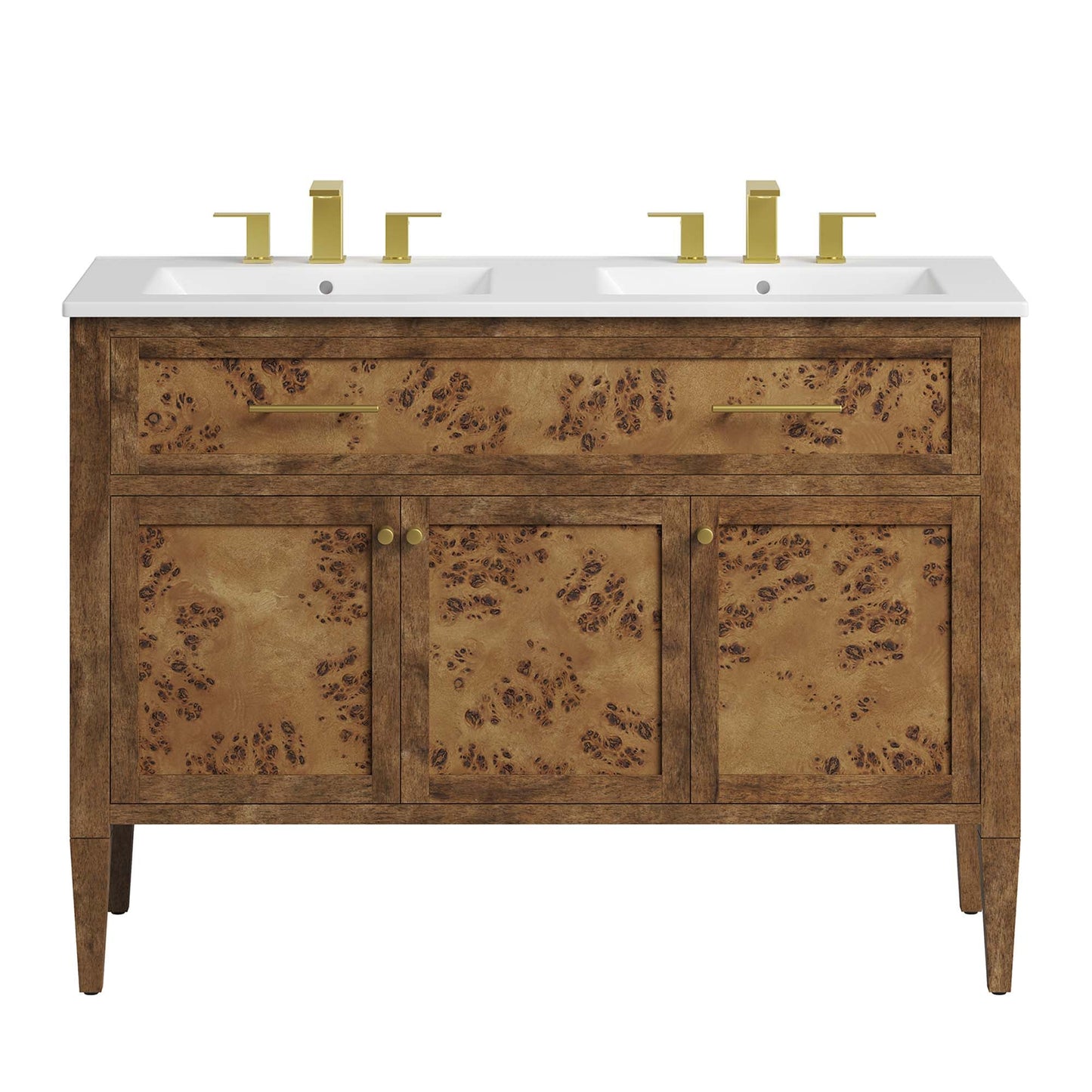 Elysian 48" Wood Double Sink Bathroom Vanity by Modway EEI-6456-WHI-BRN