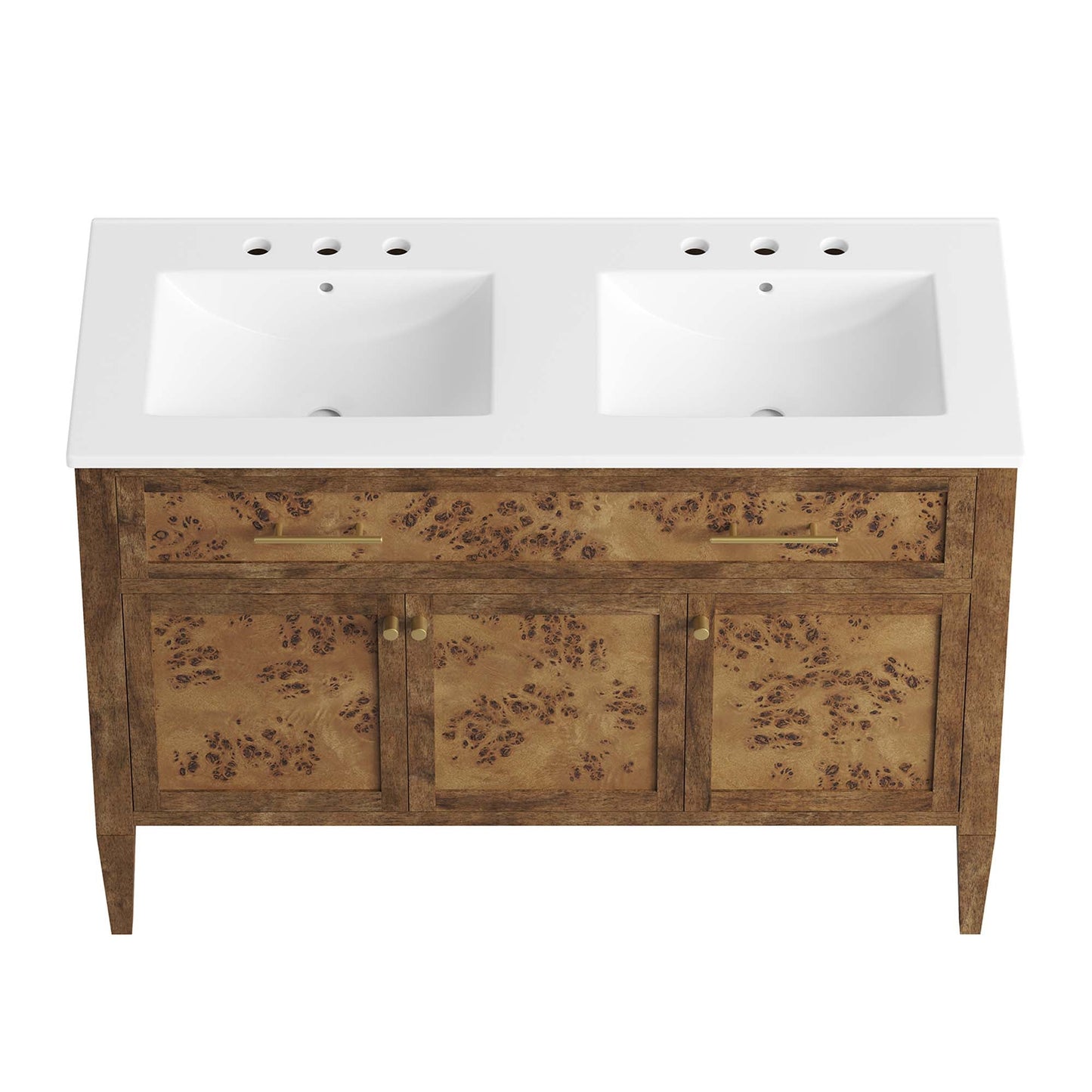 Elysian 48" Wood Double Sink Bathroom Vanity by Modway EEI-6456-WHI-BRN
