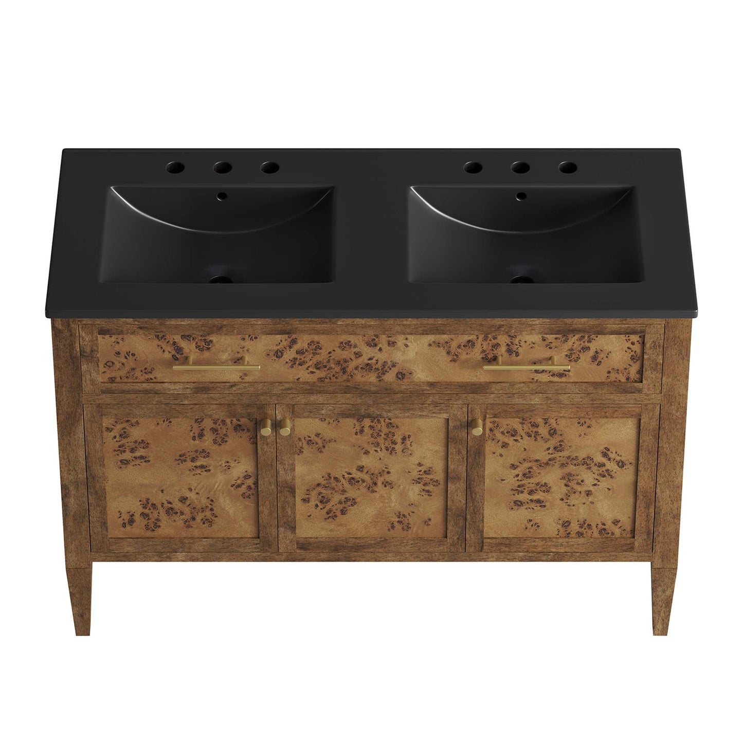 Elysian 48" Wood Double Sink Bathroom Vanity by Modway EEI-6457-BLK-BRN