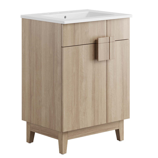 Miles 24” Bathroom Vanity by Modway EEI-6482-WHI-OAK