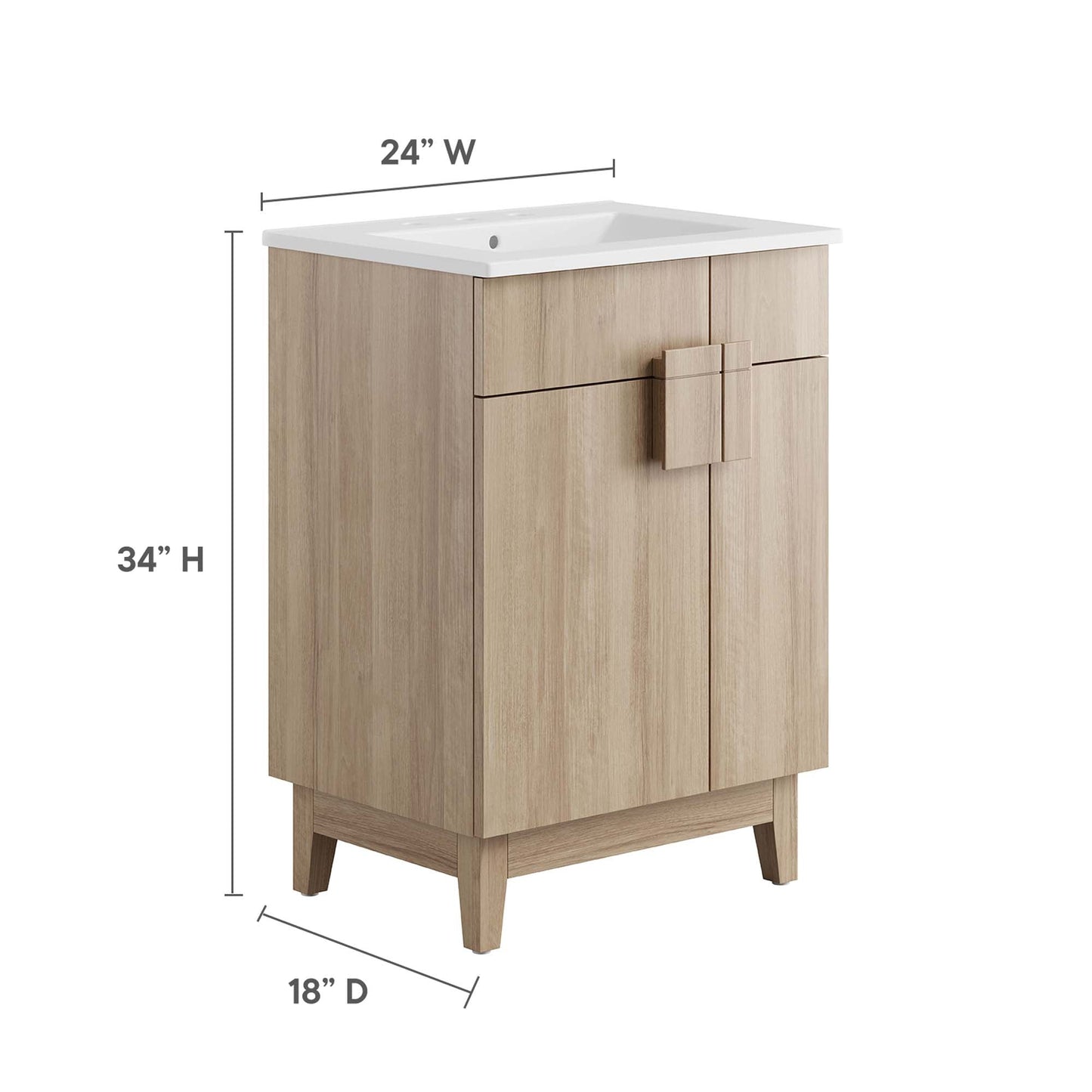 Miles 24” Bathroom Vanity by Modway EEI-6482-WHI-OAK