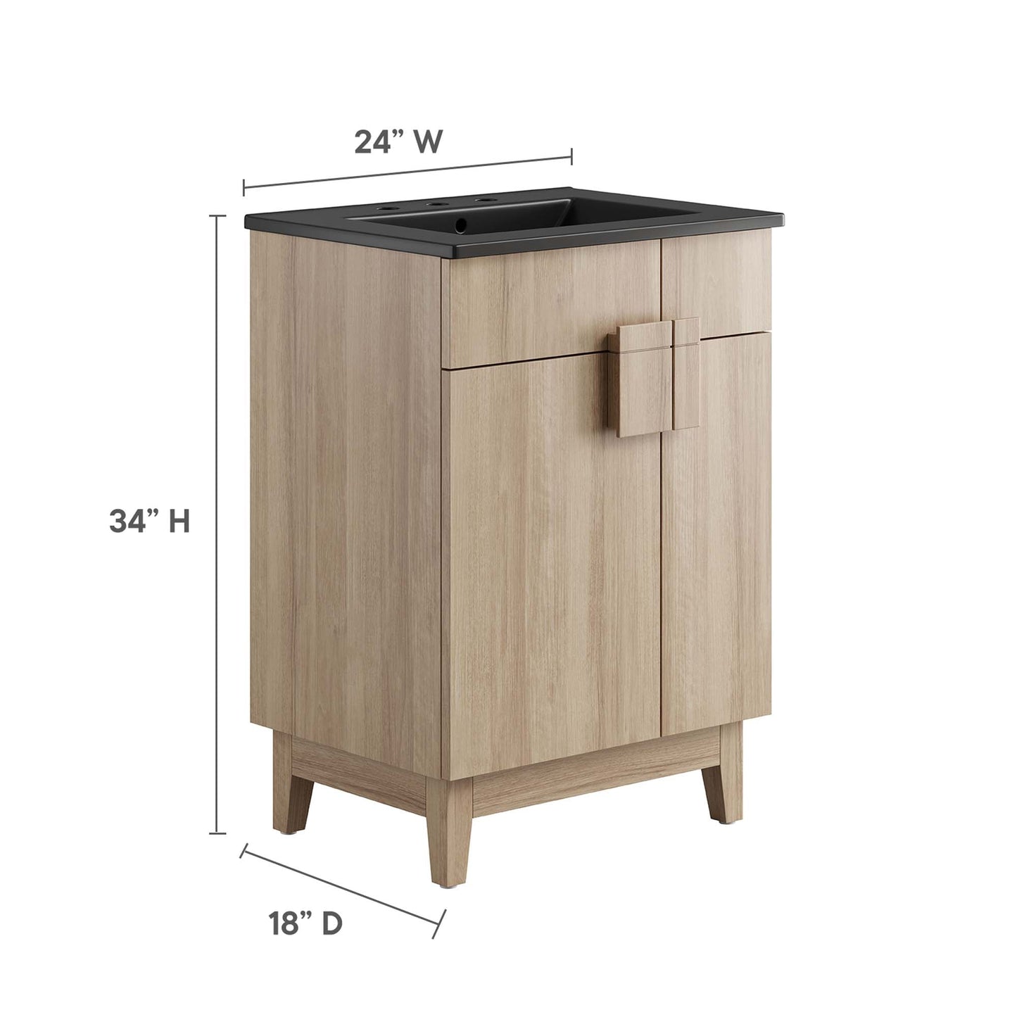 Miles 24” Bathroom Vanity by Modway EEI-6483-BLK-OAK