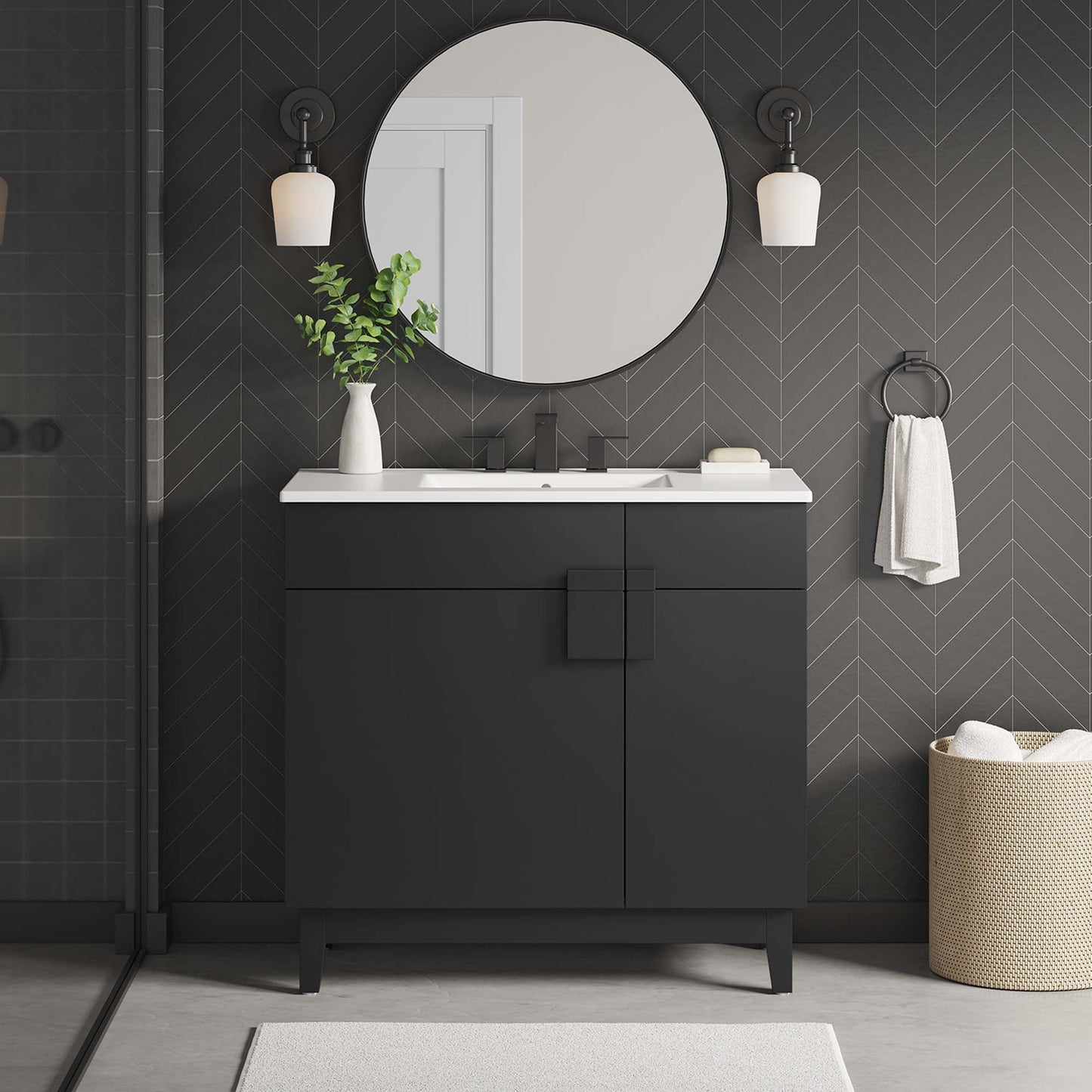 Miles 36” Bathroom Vanity by Modway EEI-6484-WHI-BLK