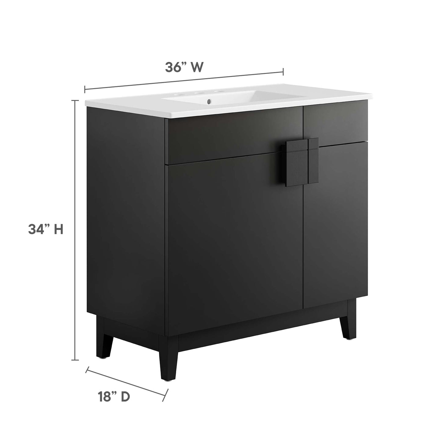 Miles 36” Bathroom Vanity by Modway EEI-6484-WHI-BLK