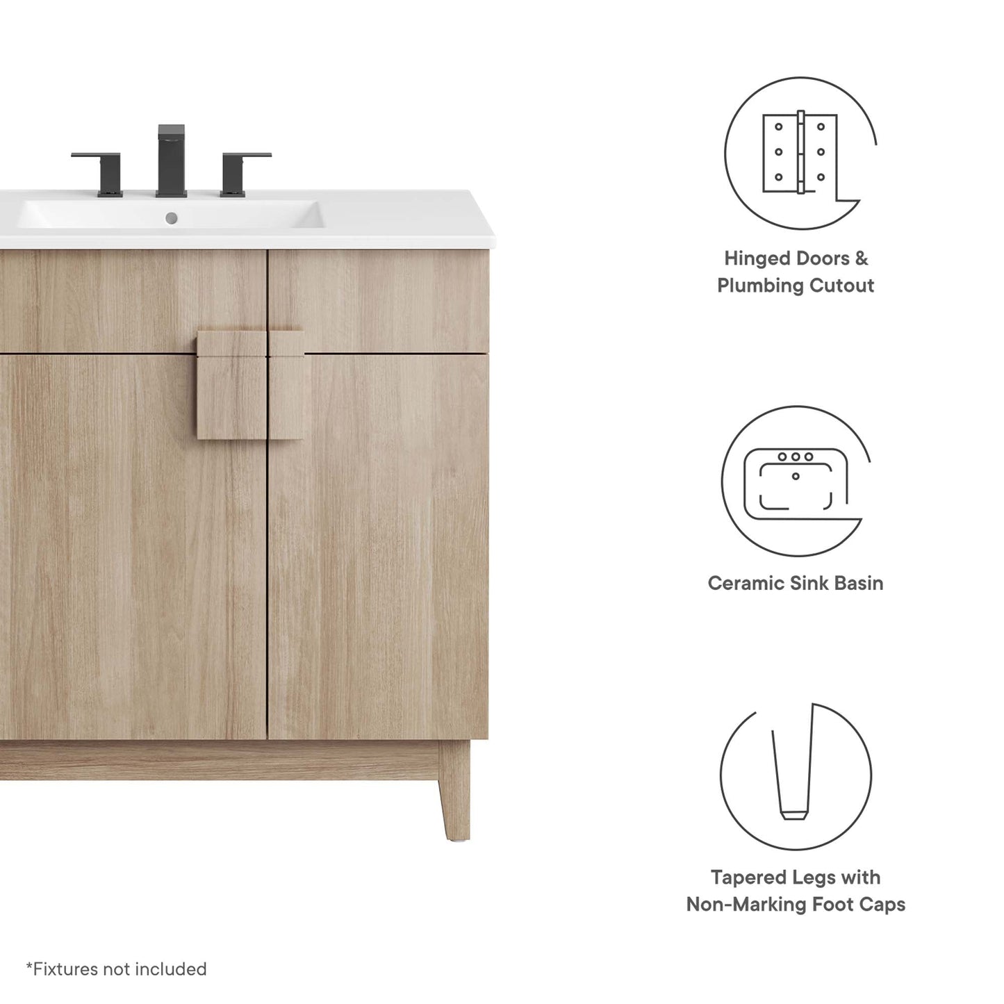 Miles 36” Bathroom Vanity by Modway EEI-6484-WHI-OAK