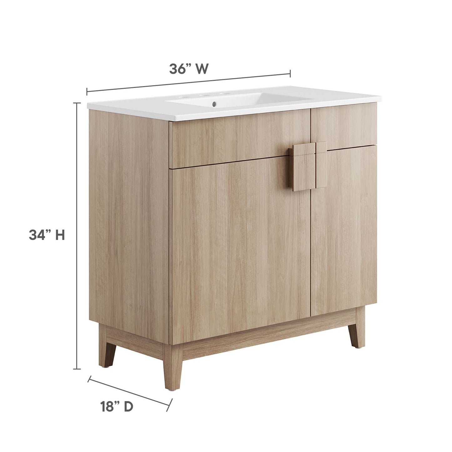 Miles 36” Bathroom Vanity by Modway EEI-6484-WHI-OAK