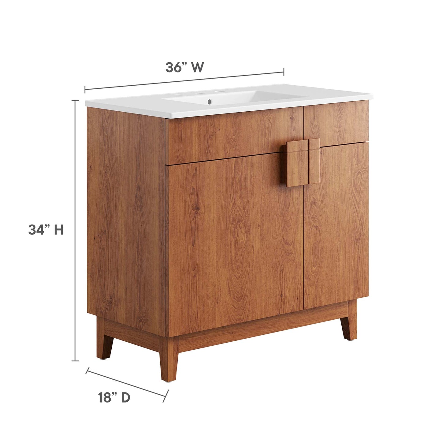 Miles 36” Bathroom Vanity by Modway EEI-6484-WHI-WAL