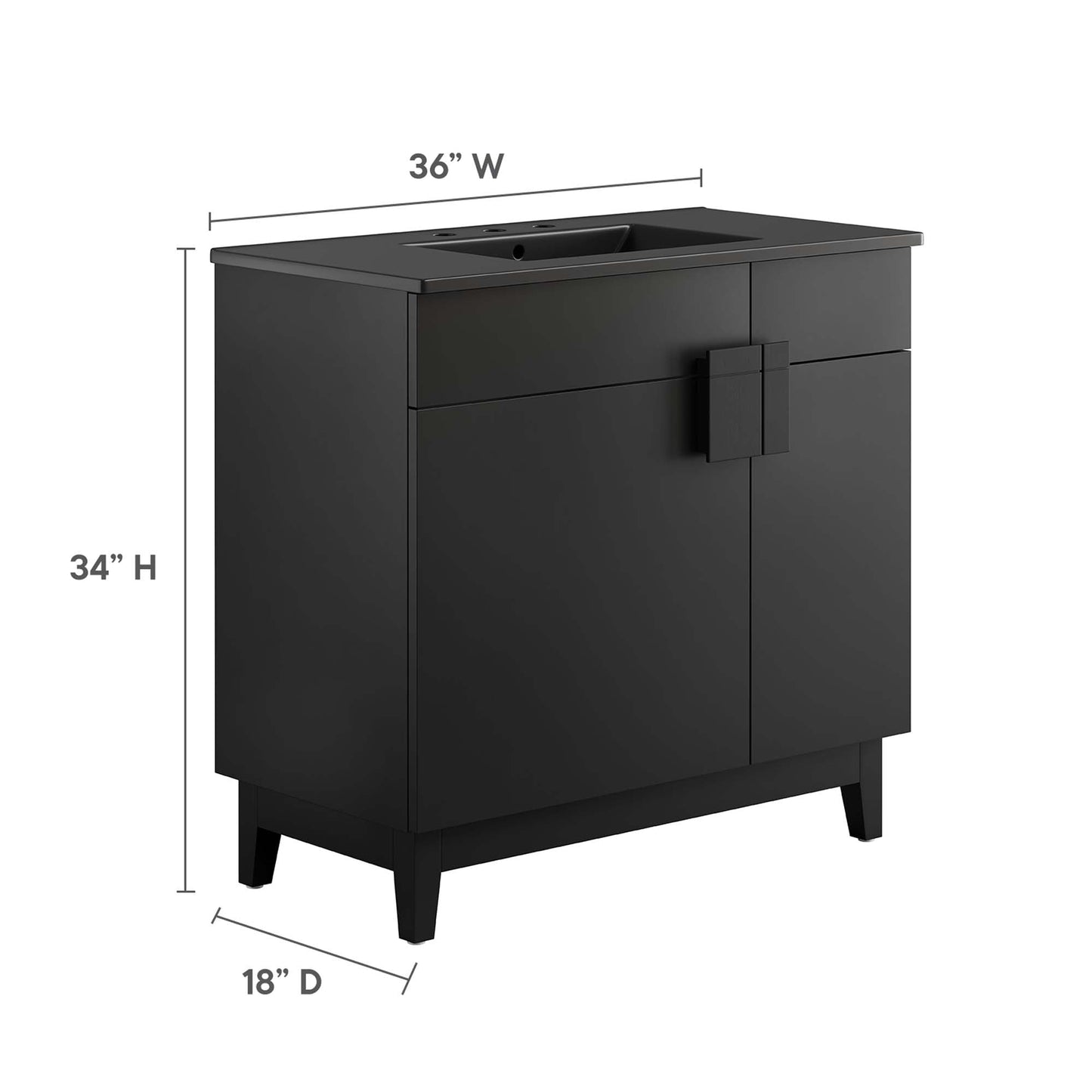 Miles 36” Bathroom Vanity by Modway EEI-6485-BLK-BLK