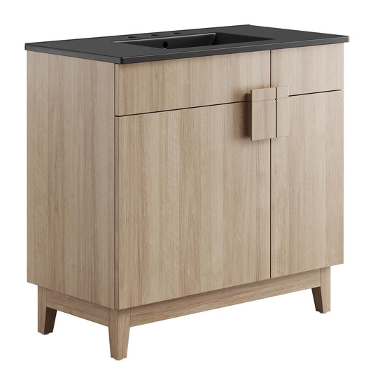 Miles 36” Bathroom Vanity by Modway EEI-6485-BLK-OAK