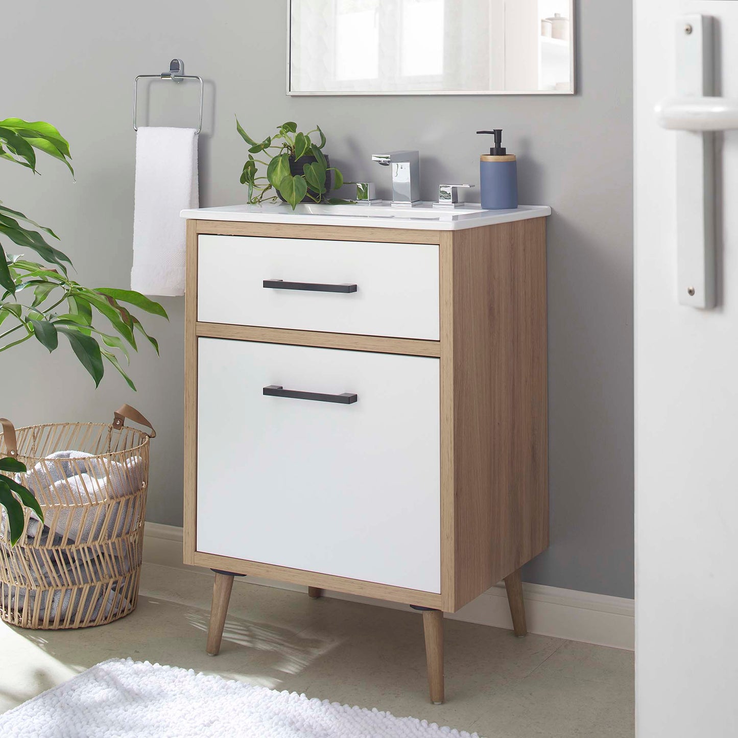 Maverick 24" Bathroom Vanity by Modway EEI-6498-WHI-OAK