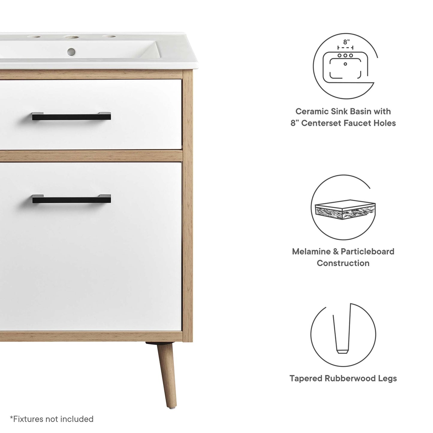 Maverick 24" Bathroom Vanity by Modway EEI-6498-WHI-OAK