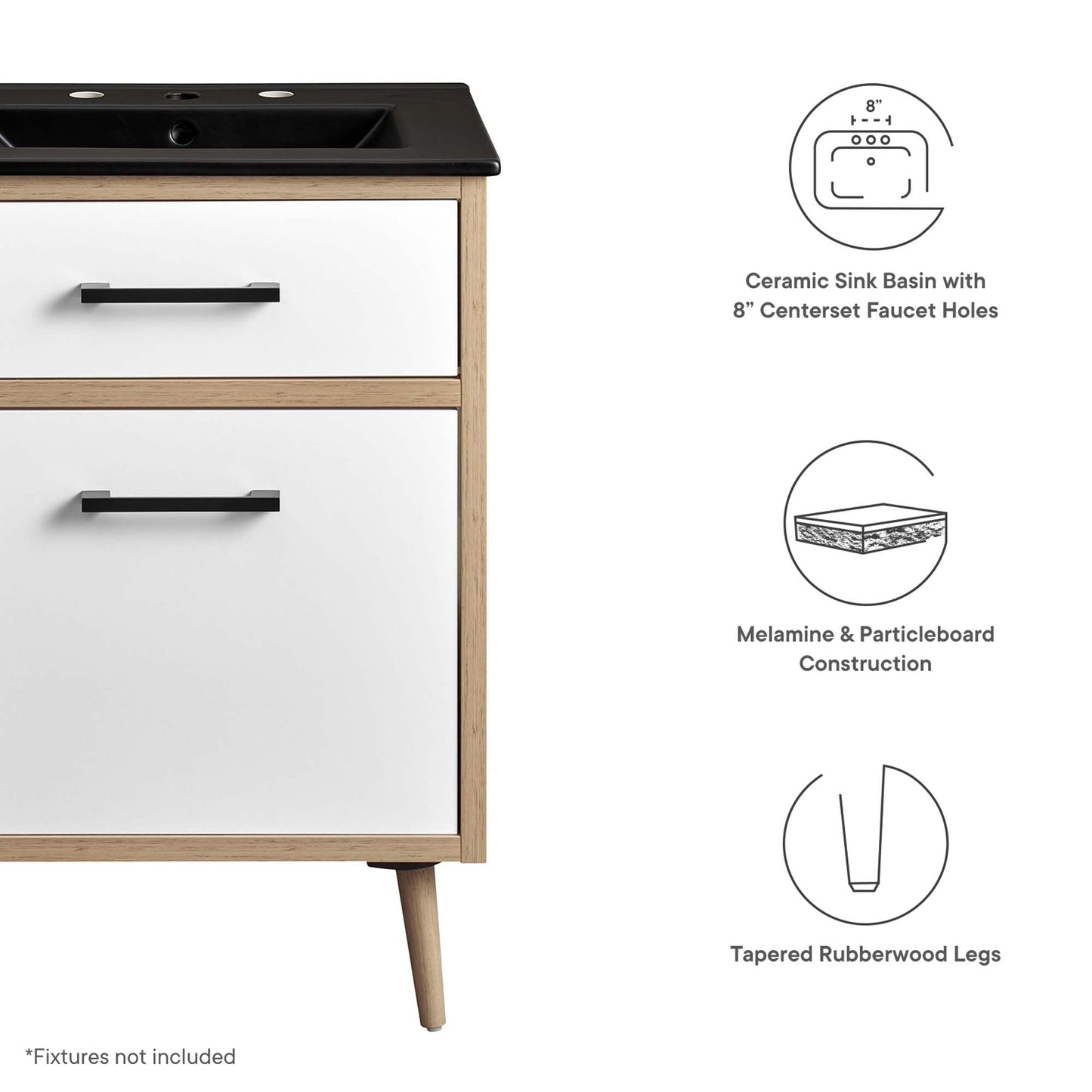 Maverick 24" Bathroom Vanity by Modway EEI-6499-BLK-OAK