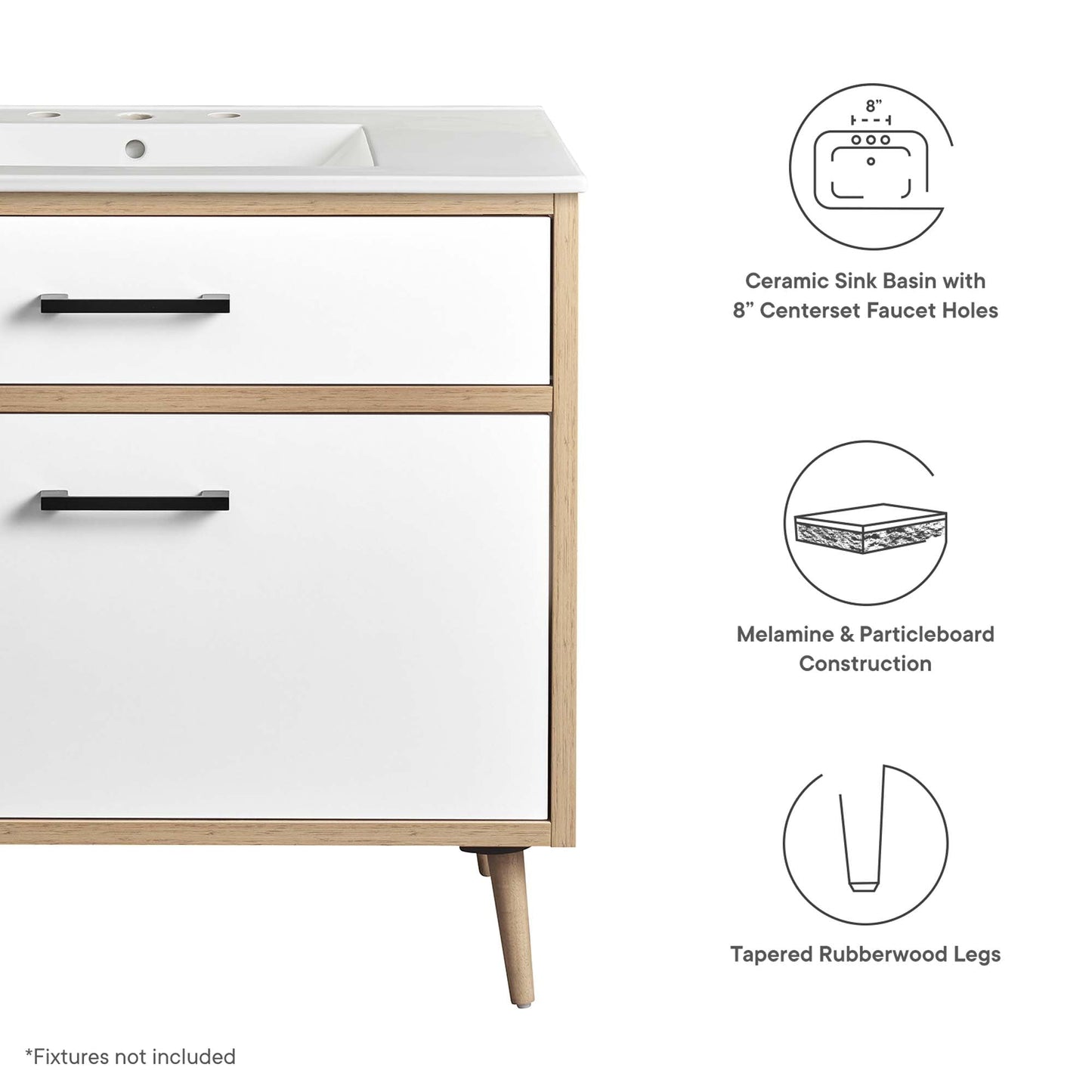 Maverick 36" Bathroom Vanity by Modway EEI-6500-WHI-OAK