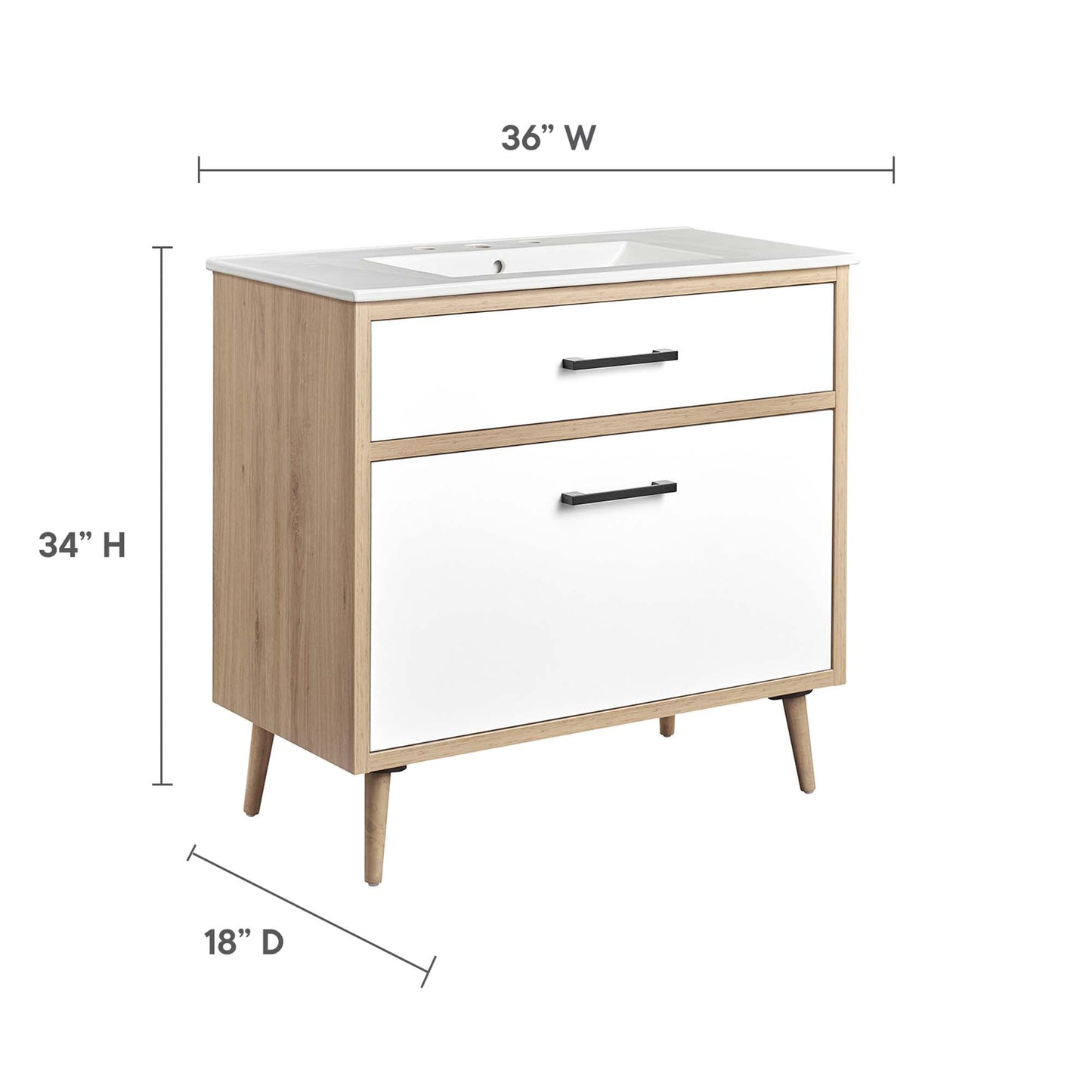 Maverick 36" Bathroom Vanity by Modway EEI-6500-WHI-OAK