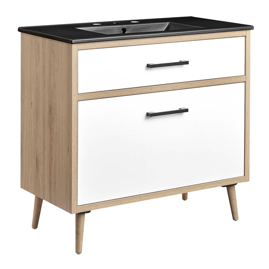 Maverick 36" Bathroom Vanity by Modway EEI-6501-BLK-OAK