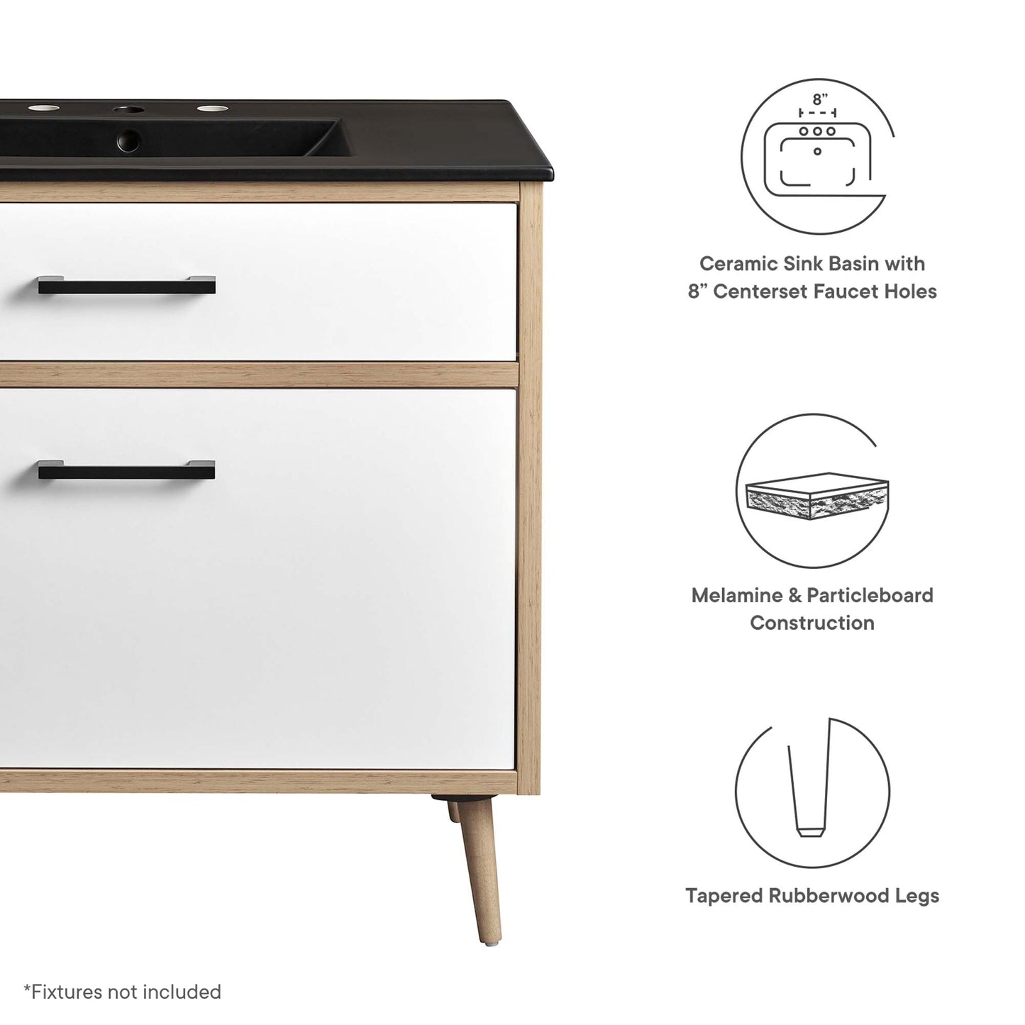 Maverick 36" Bathroom Vanity by Modway EEI-6501-BLK-OAK