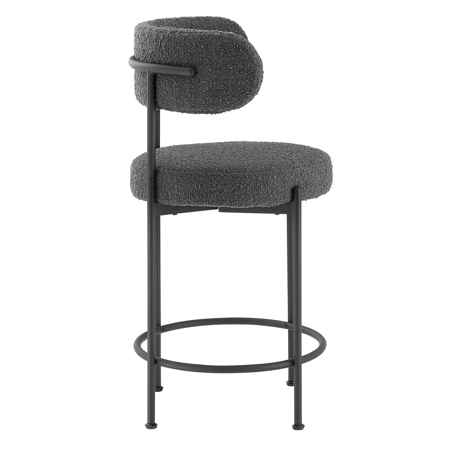 Albie Boucle Fabric Counter Stools Set of 2 by Modway EEI-6518-CHA-BLK