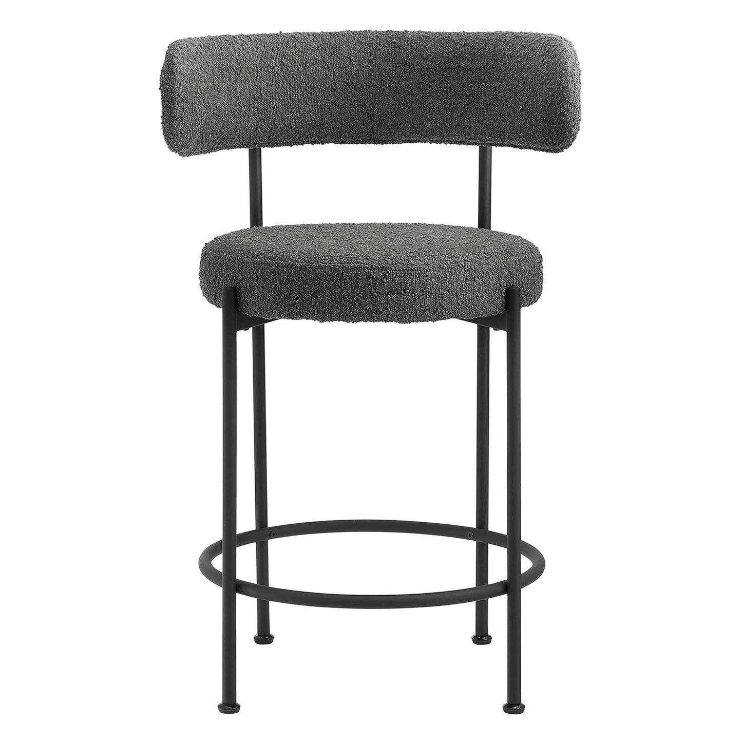 Albie Boucle Fabric Counter Stools Set of 2 by Modway EEI-6518-CHA-BLK