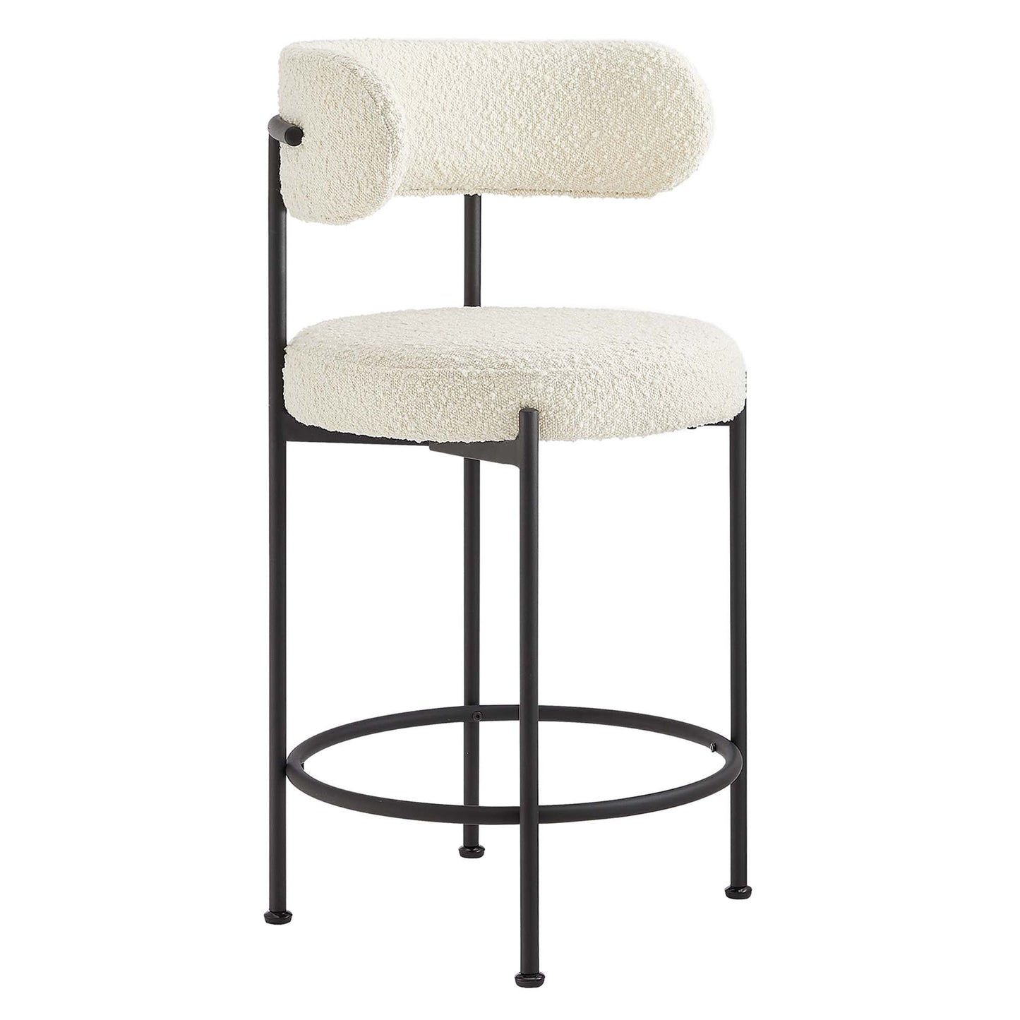 Albie Boucle Fabric Counter Stools Set of 2 by Modway EEI-6518-IVO-BLK