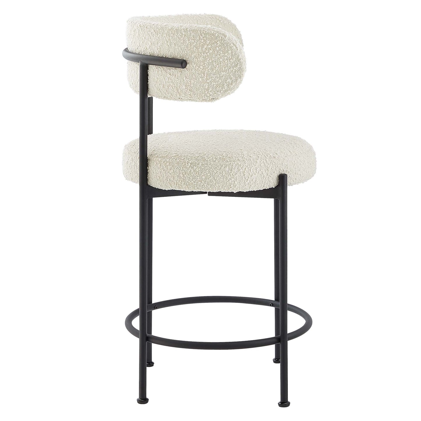 Albie Boucle Fabric Counter Stools Set of 2 by Modway EEI-6518-IVO-BLK