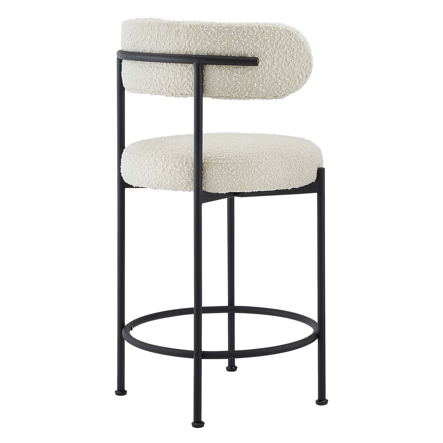 Albie Boucle Fabric Counter Stools Set of 2 by Modway EEI-6518-IVO-BLK