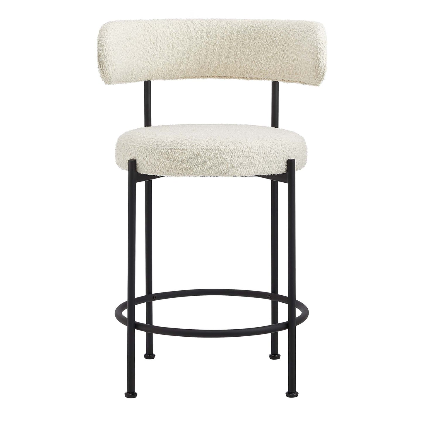 Albie Boucle Fabric Counter Stools Set of 2 by Modway EEI-6518-IVO-BLK