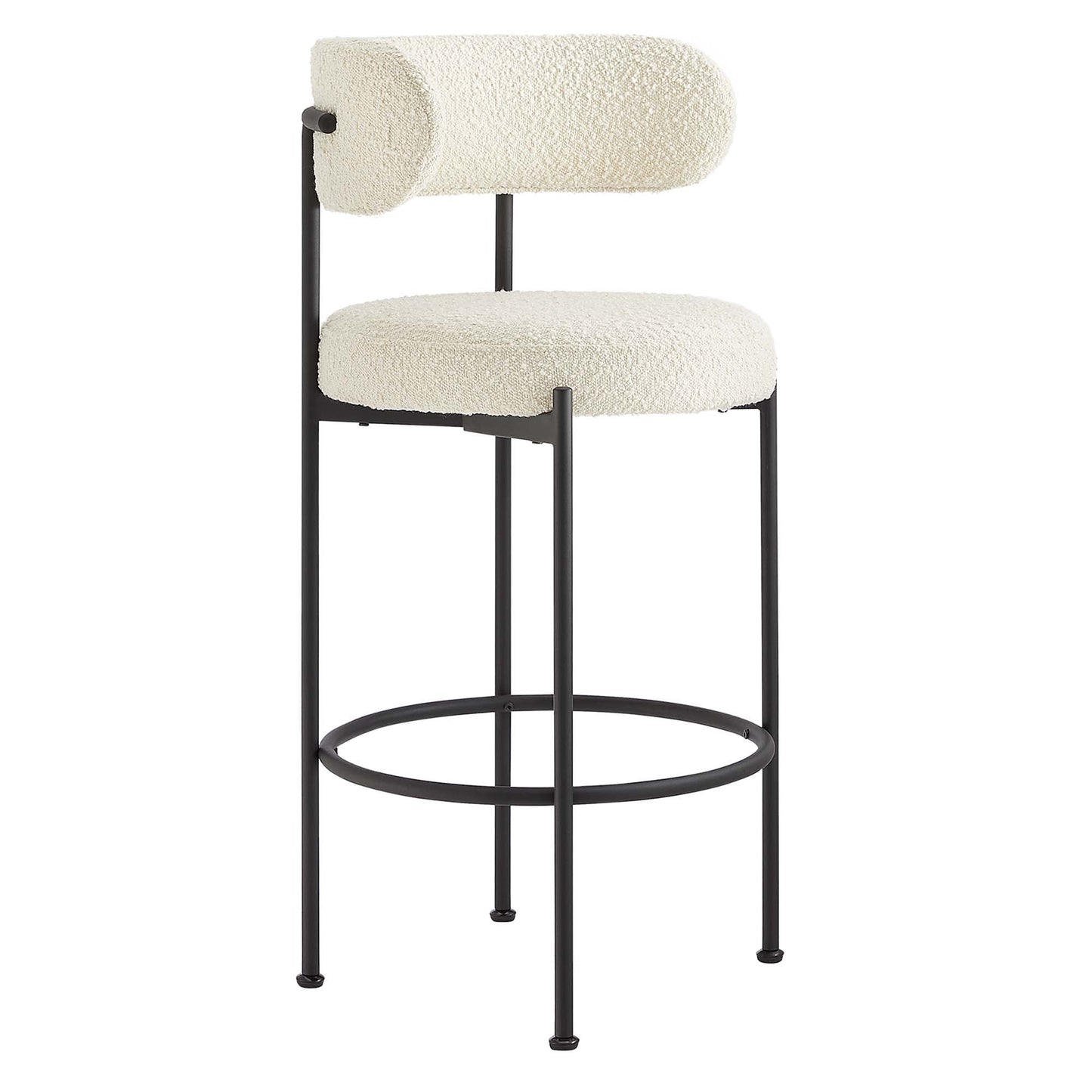 Albie Boucle Fabric Bar Stools Set of 2 by Modway EEI-6520-IVO-BLK