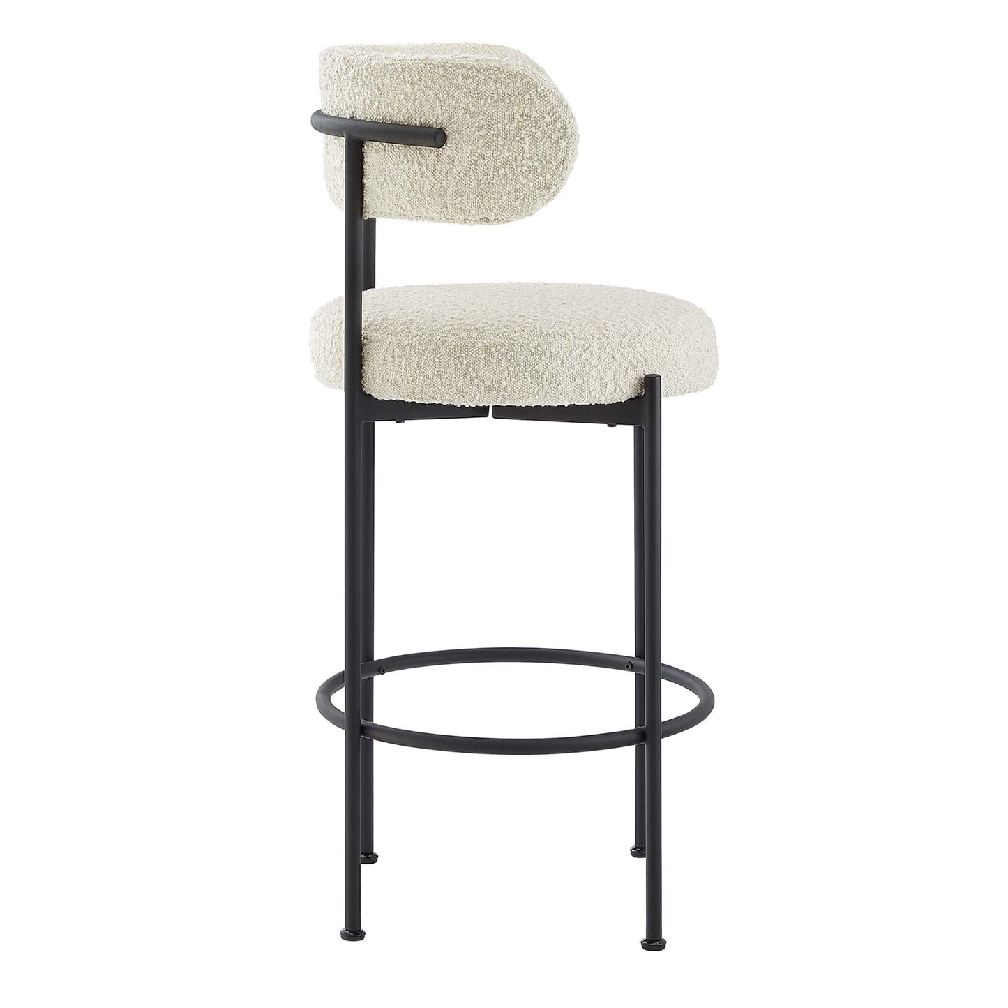 Albie Boucle Fabric Bar Stools Set of 2 by Modway EEI-6520-IVO-BLK