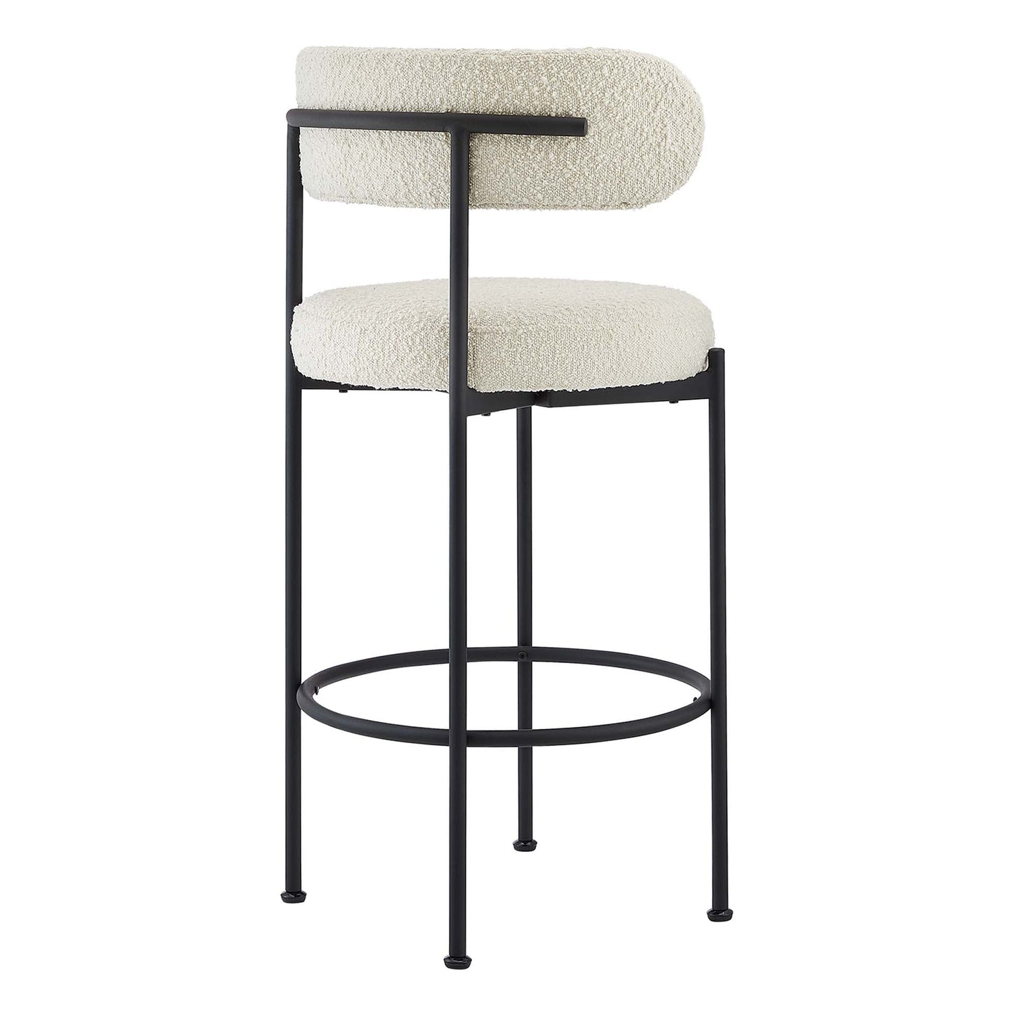 Albie Boucle Fabric Bar Stools Set of 2 by Modway EEI-6520-IVO-BLK