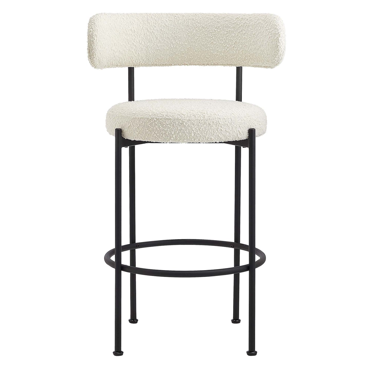 Albie Boucle Fabric Bar Stools Set of 2 by Modway EEI-6520-IVO-BLK