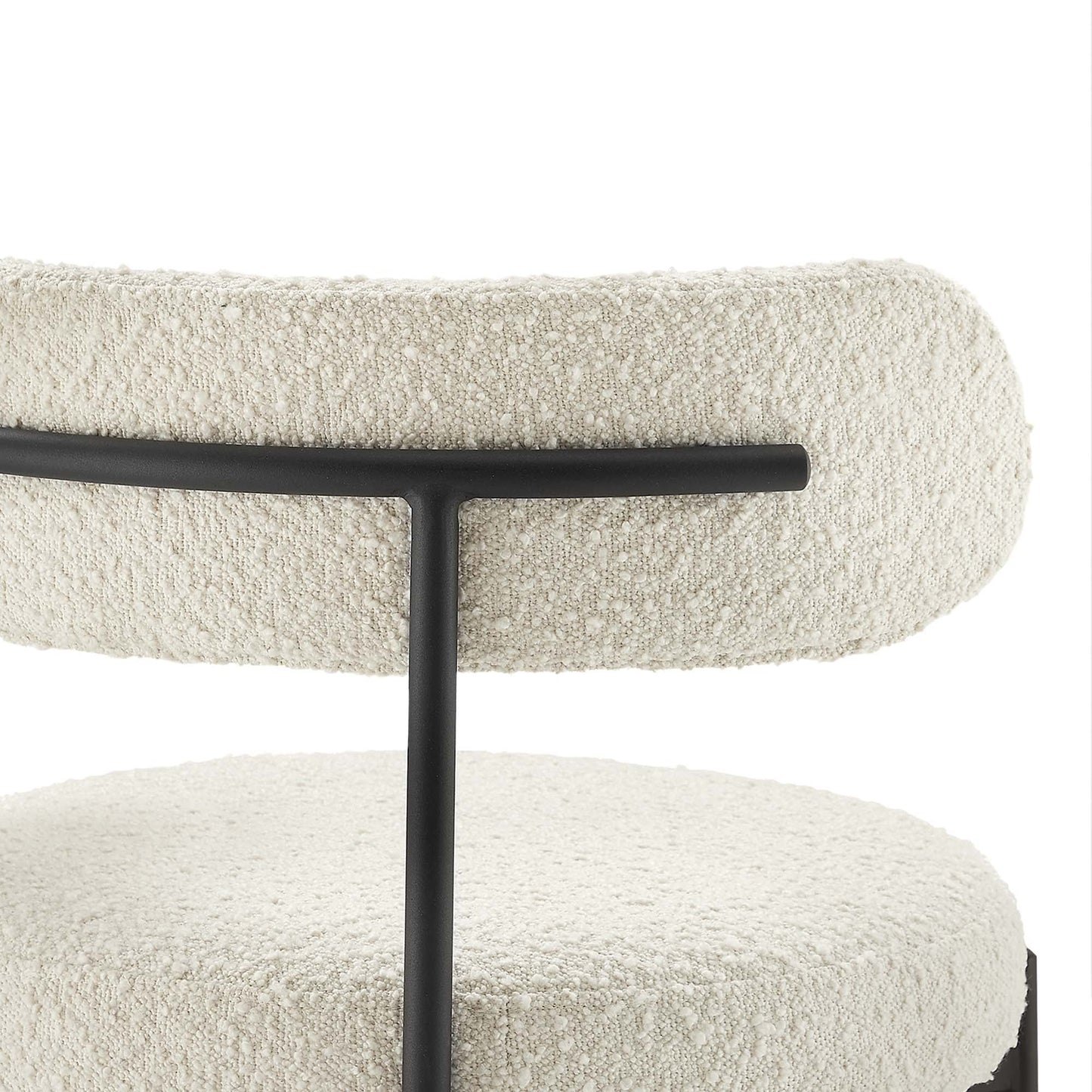 Albie Boucle Fabric Bar Stools Set of 2 by Modway EEI-6520-IVO-BLK
